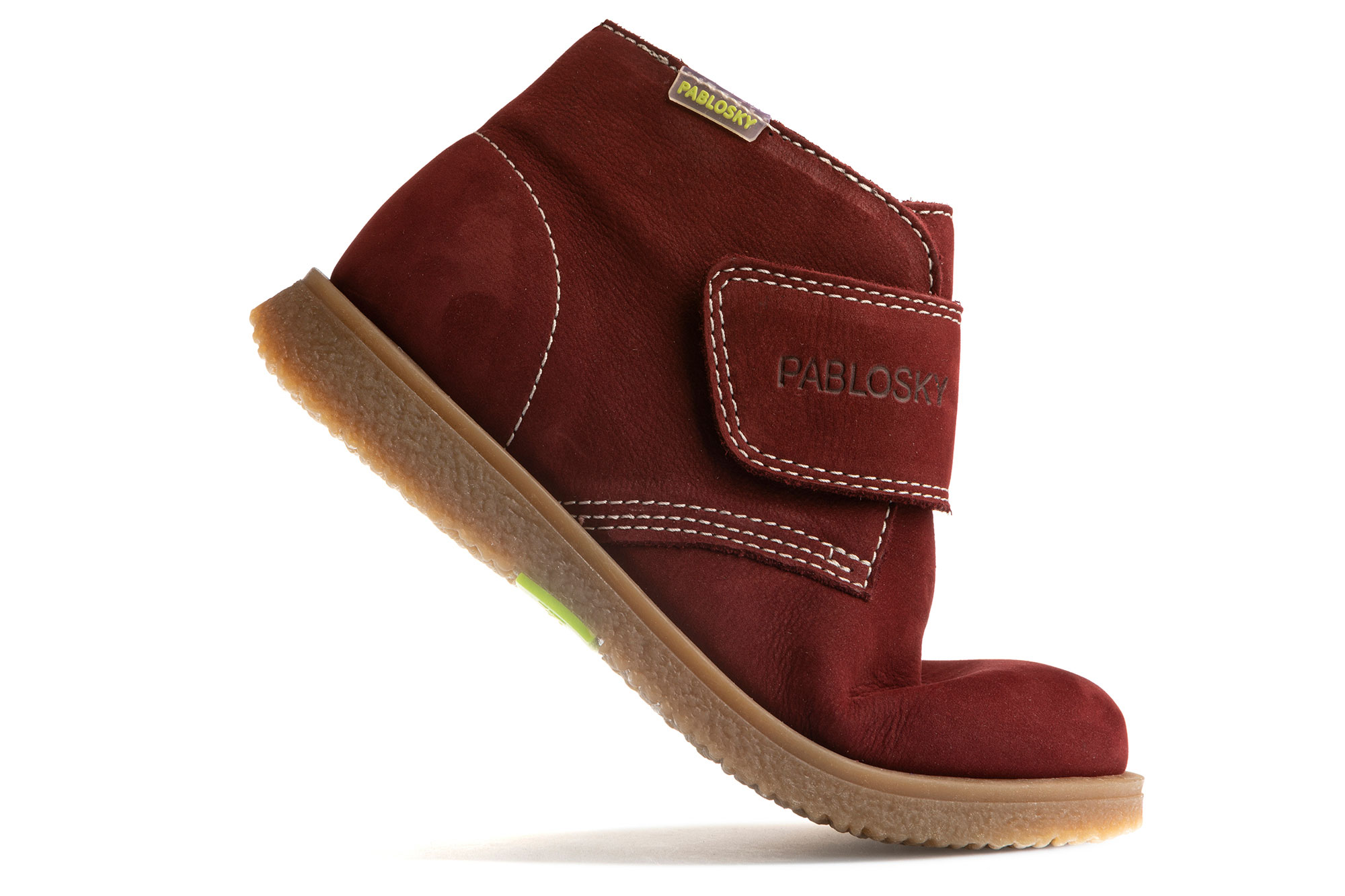 Botas Infantil de Pele com Velcro Pablosky Bordeaux-5