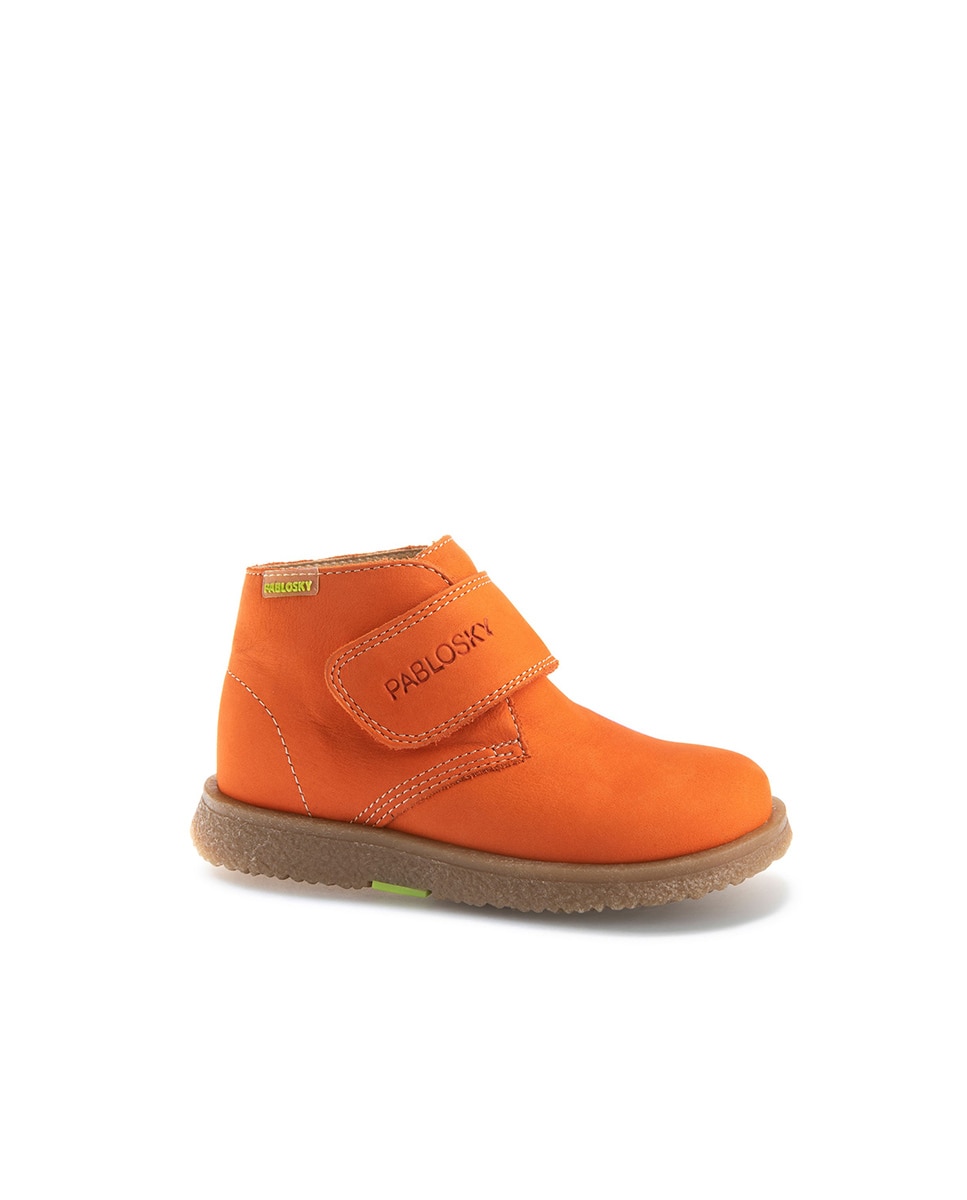 Botas Infantil de Pele com Velcro Pablosky Laranja-1