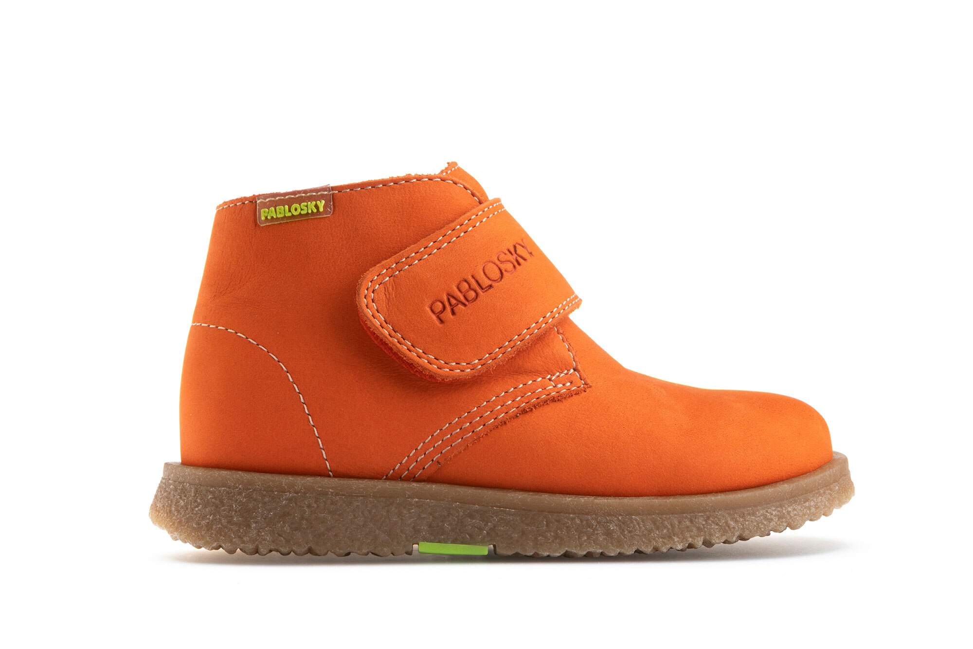 Botas Infantil de Pele com Velcro Pablosky Laranja-2