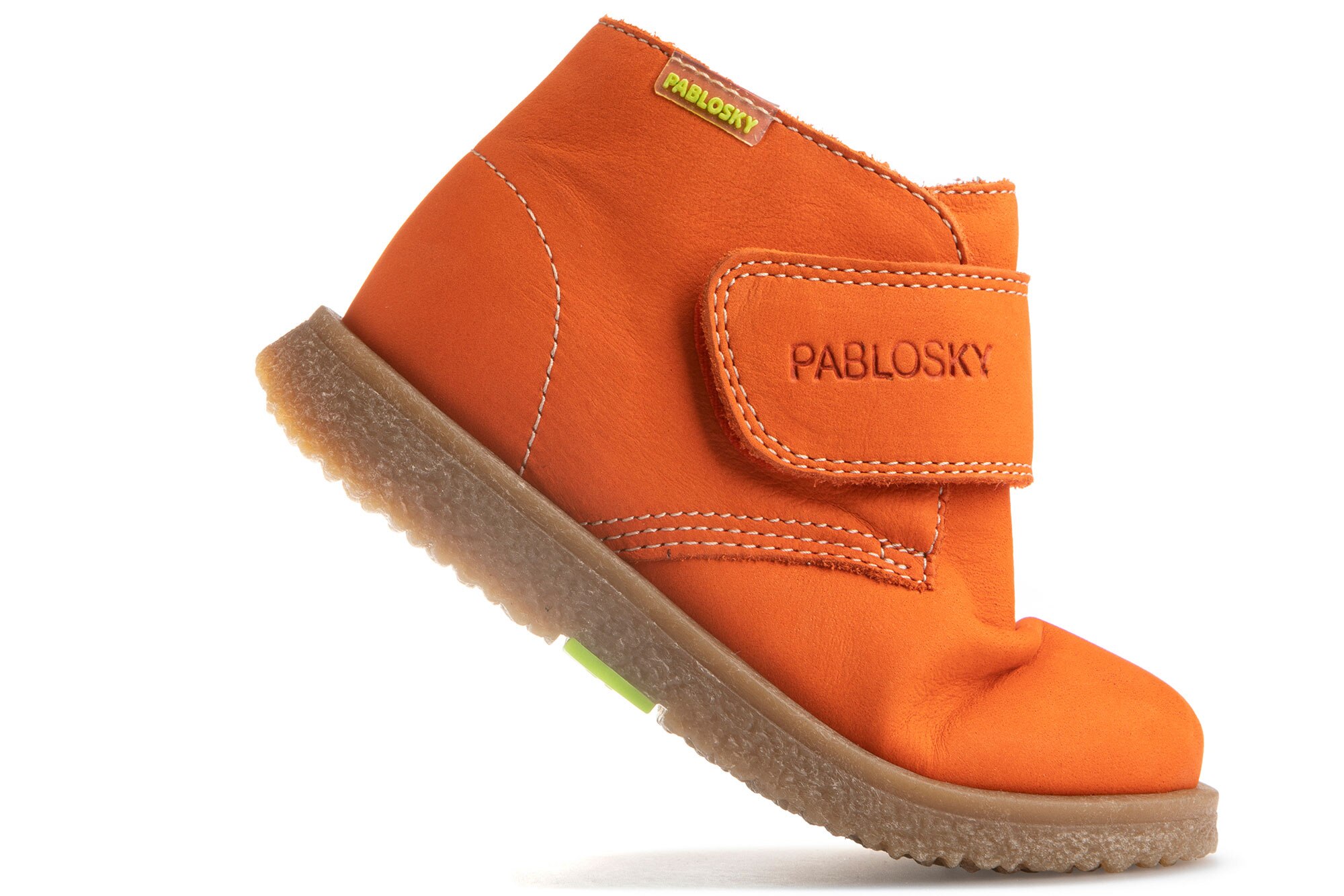 Botas Infantil de Pele com Velcro Pablosky Laranja-5