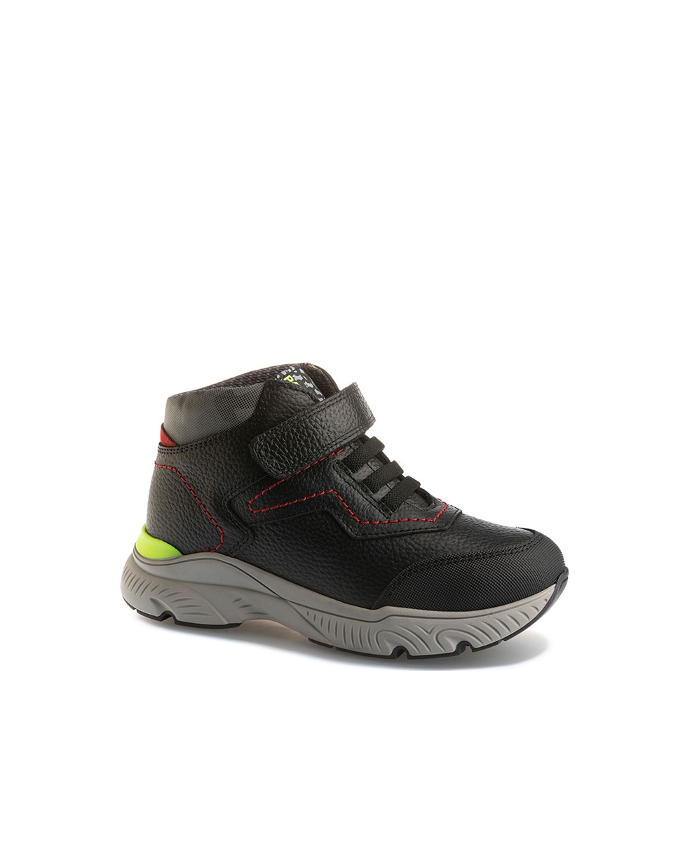Botas Infantil de Pele com Velcro Pablosky Preto-1