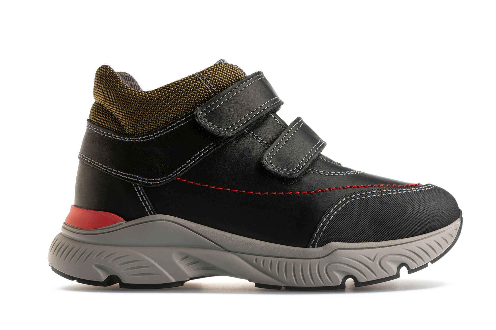 Botas Infantil de Pele com Velcro Preto-2