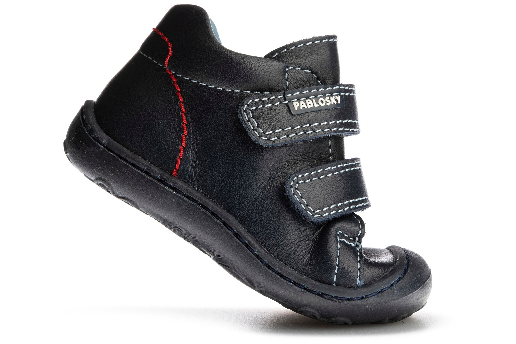 Sapatos de Presilha para Bebé de Pele com Velcro Azul-escuro-3
