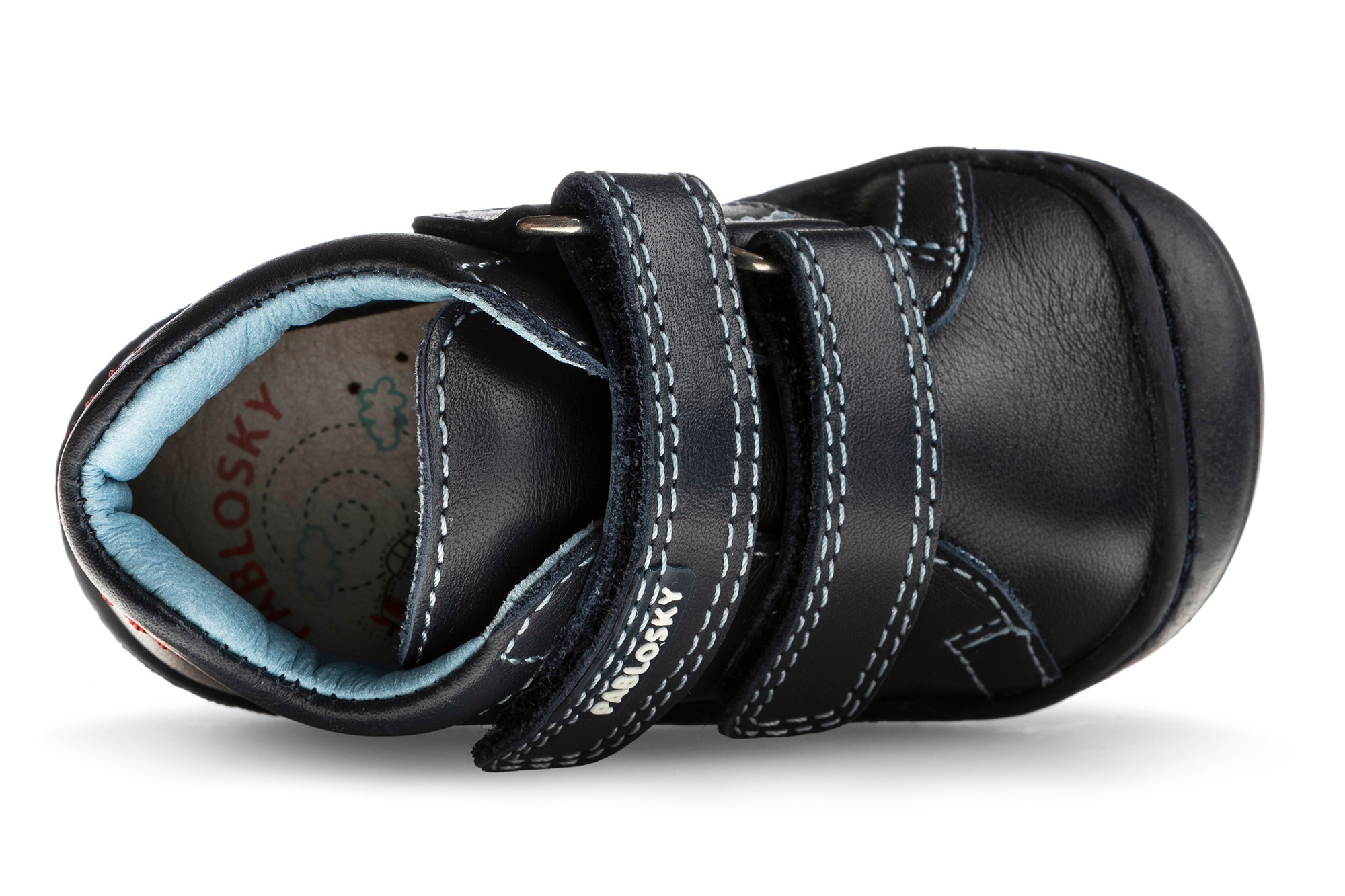 Sapatos de Presilha para Bebé de Pele com Velcro Azul-escuro-6