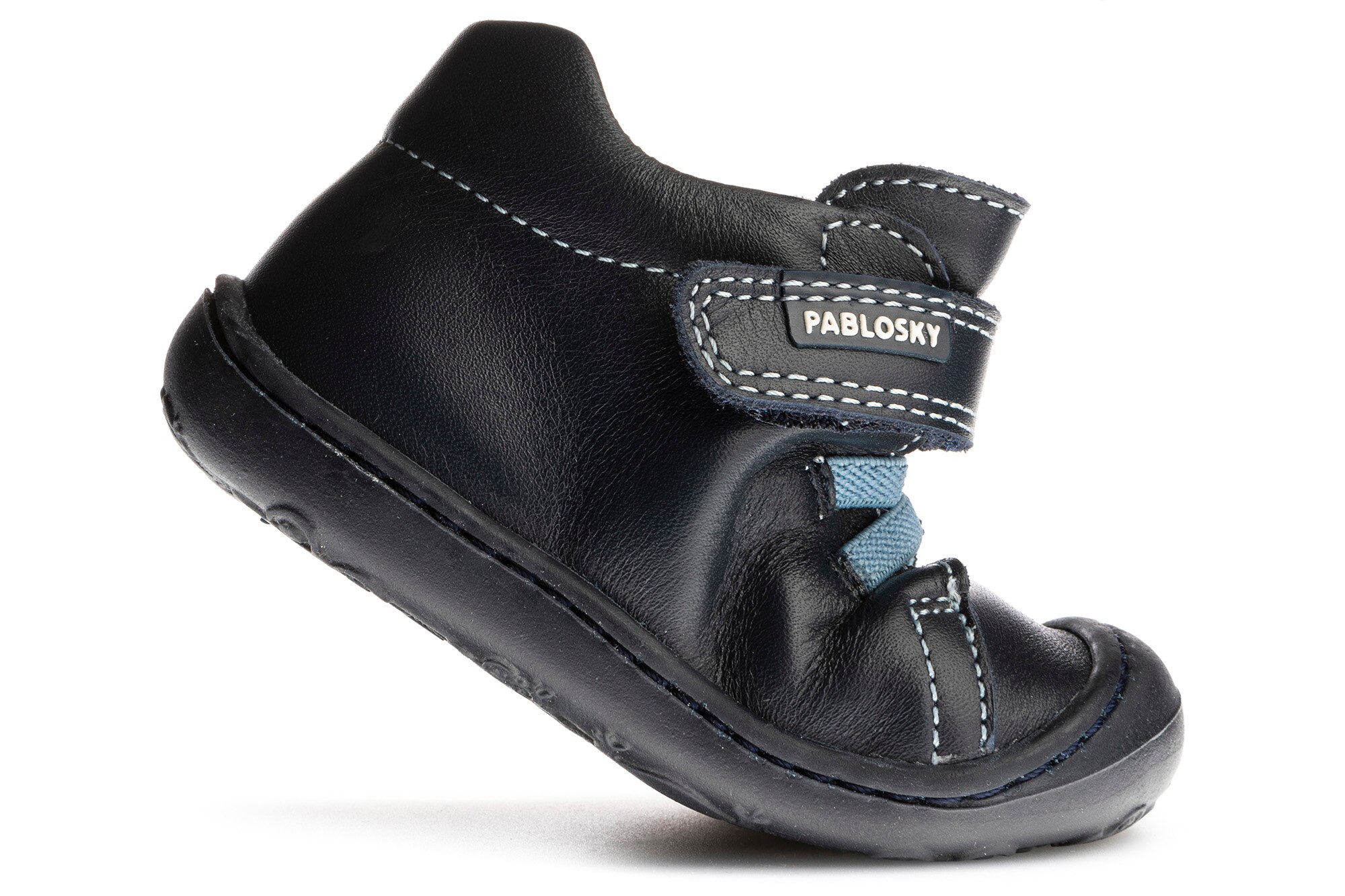 Sapatos de Presilha para Bebé de Pele com Velcro Pablosky Azul-marinho-3