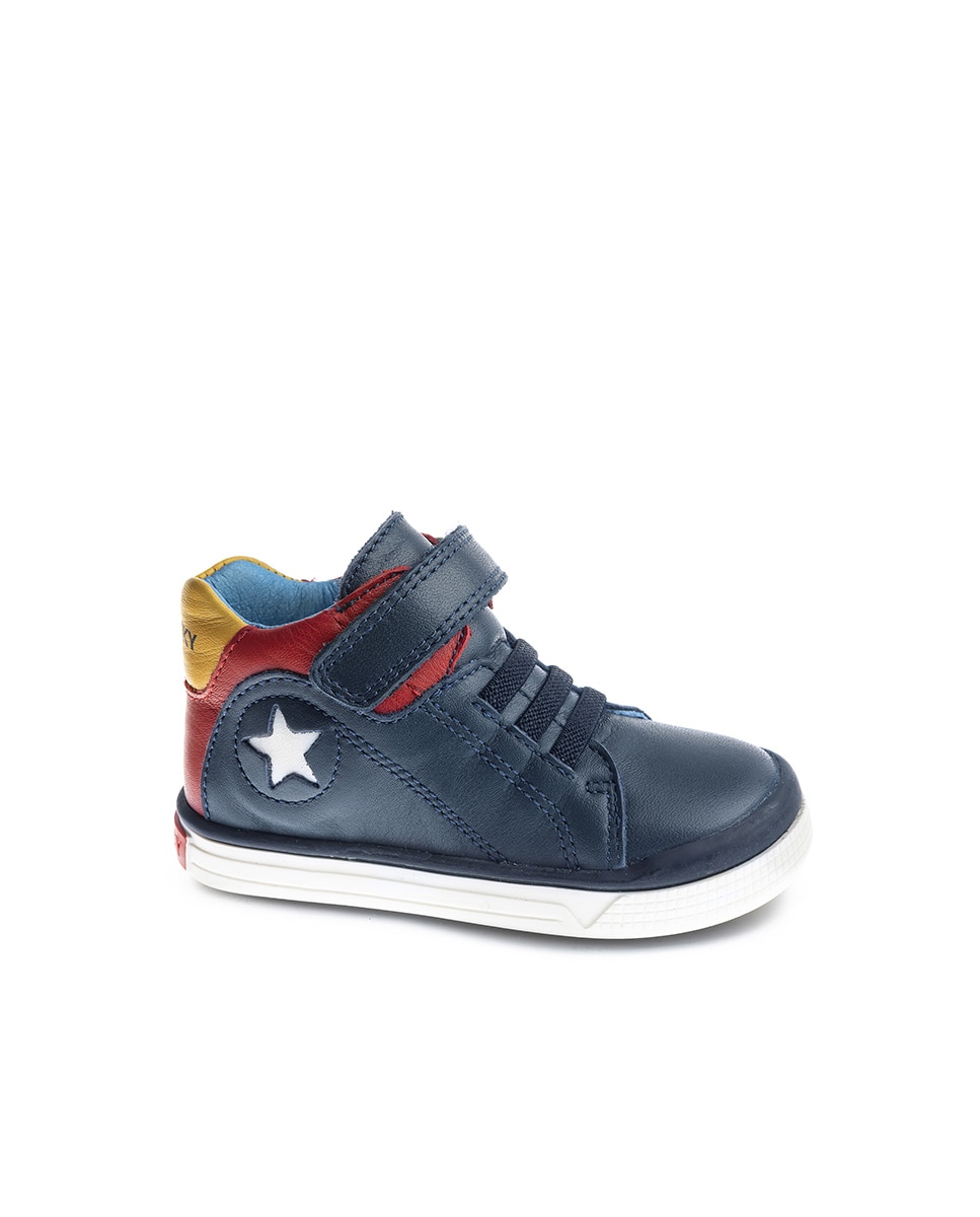Sapatilhas Desportivas para Bebé de Pele com Velcro Pablosky Azul-marinho-1