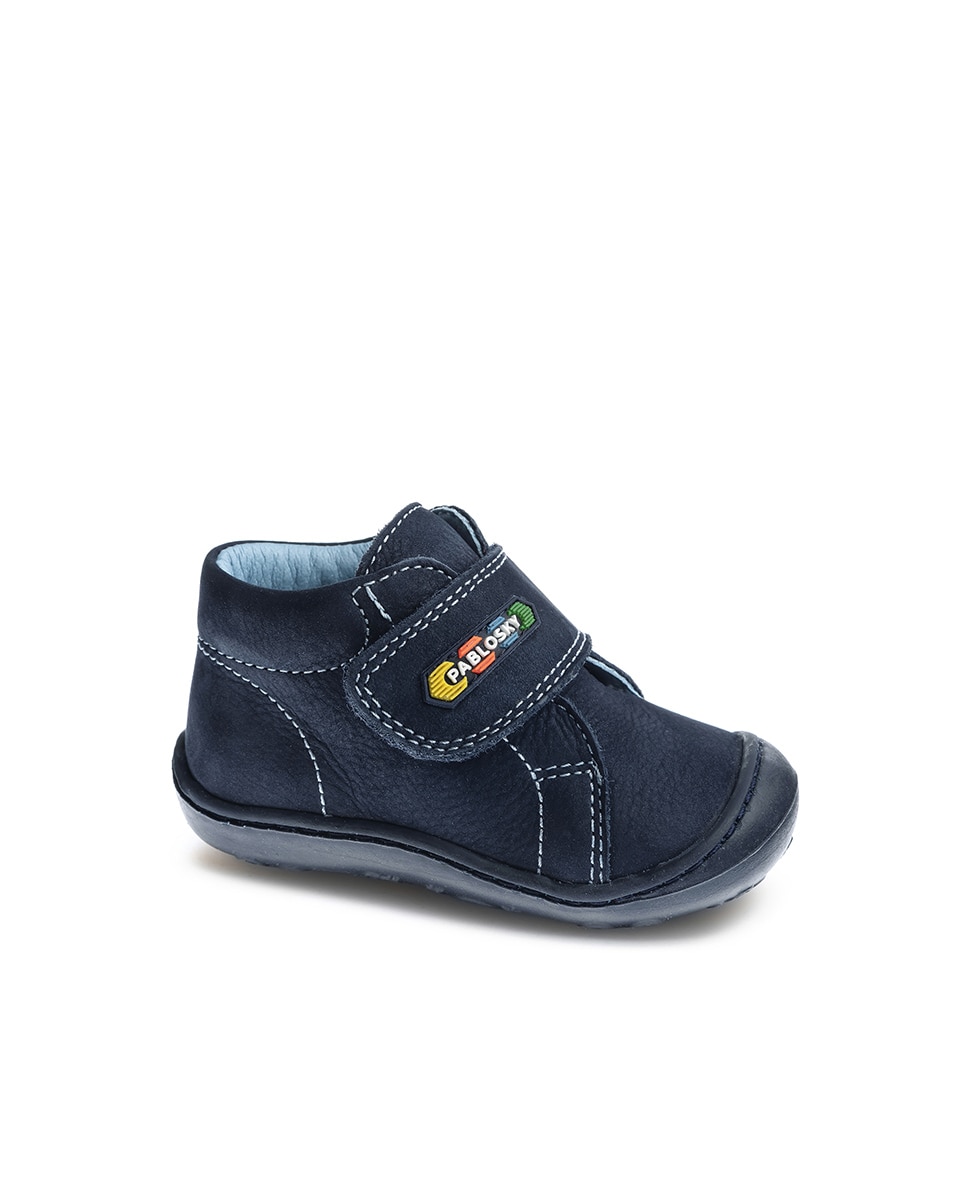 Sapatos de Presilha para Bebé de Pele com Velcro Pablosky Azul-marinho-1