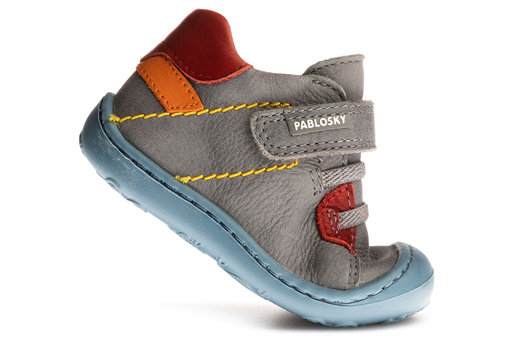 Sapatos de Presilha para Bebé de Pele com Velcro Pablosky Cinzento-3