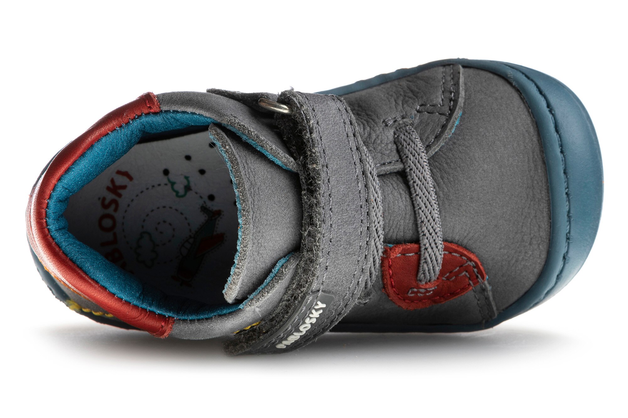 Sapatos de Presilha para Bebé de Pele com Velcro Pablosky Cinzento-6