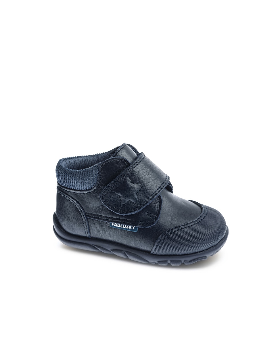 Sapatos de Presilha para Bebé de Pele com Velcro Pablosky Azul-marinho-1