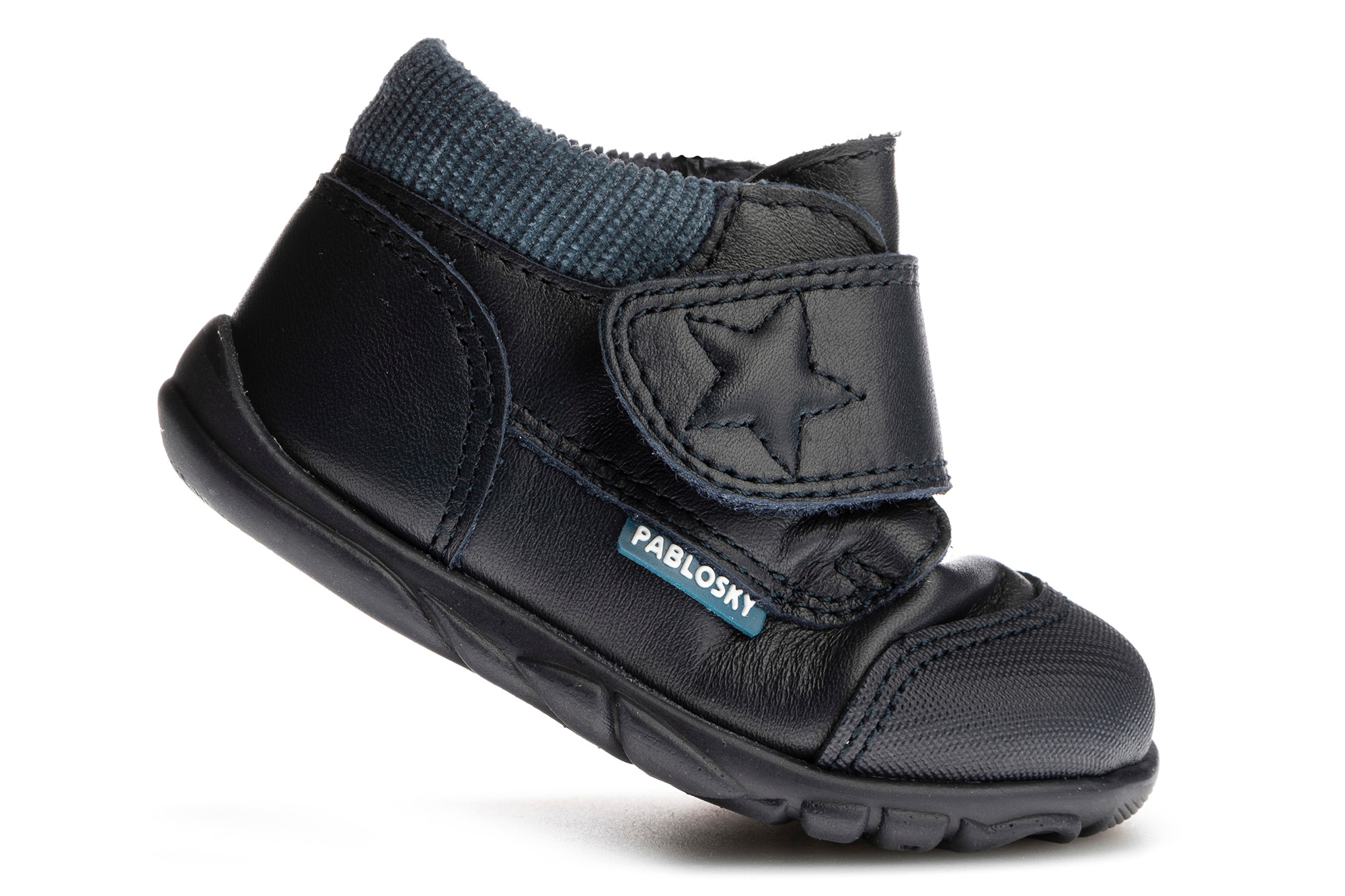 Sapatos de Presilha para Bebé de Pele com Velcro Pablosky Azul-marinho-3