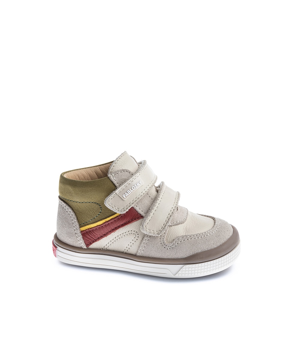 Botas de Bebé em Pele com Velcro Pablosky Bege-1