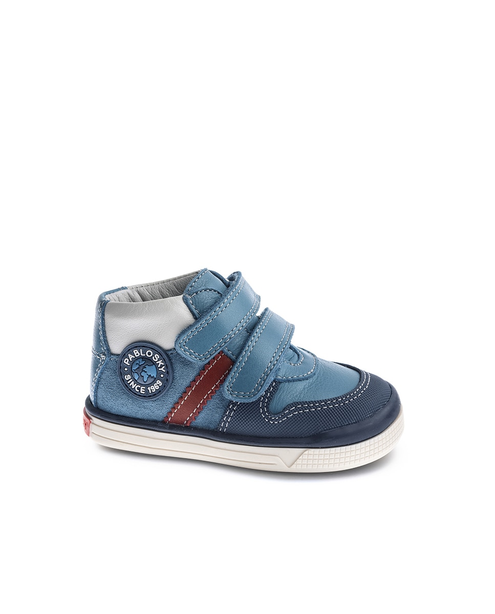 Botas de Bebé em Pele com Velcro Pablosky Azul-1