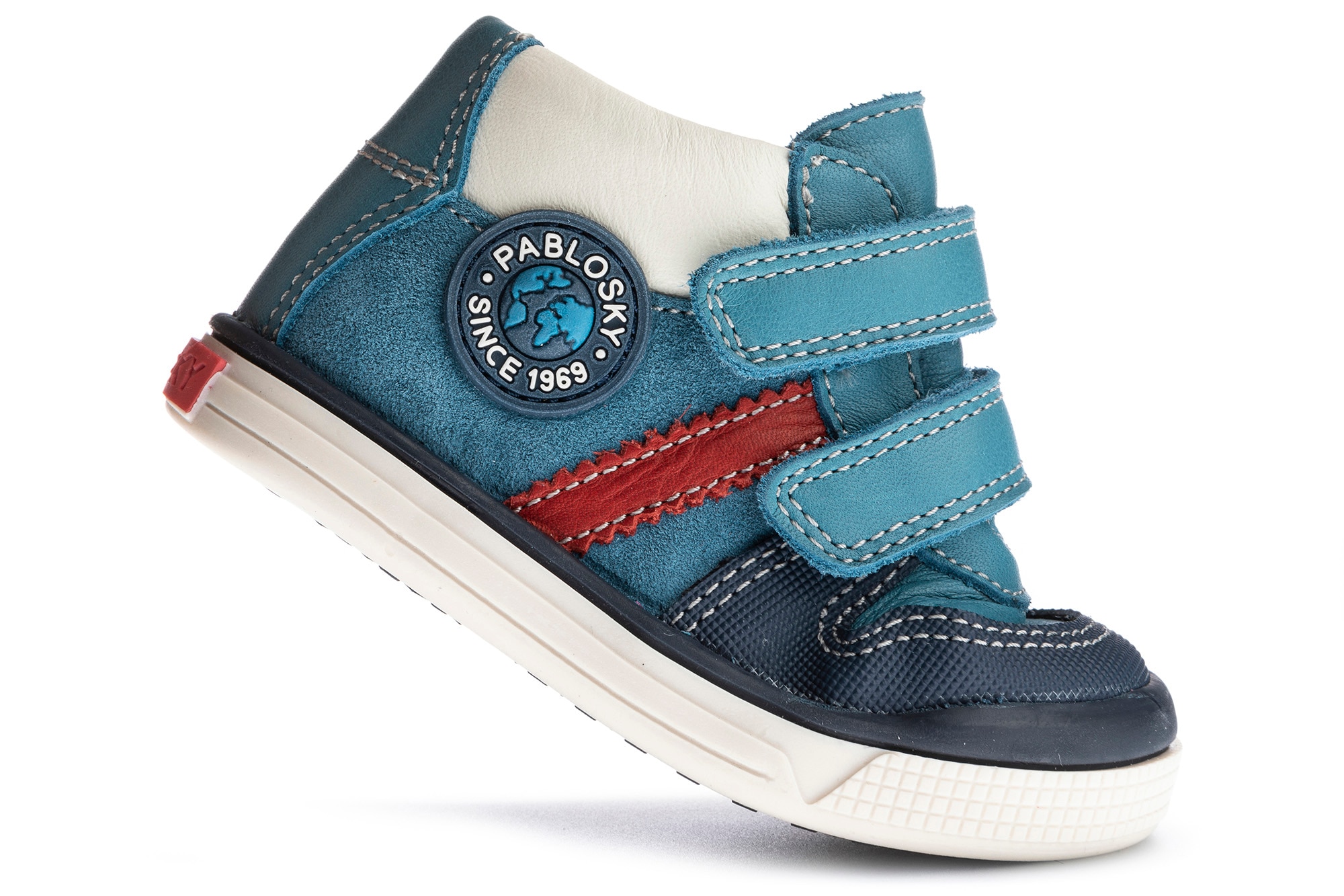 Botas de Bebé em Pele com Velcro Pablosky Azul-3