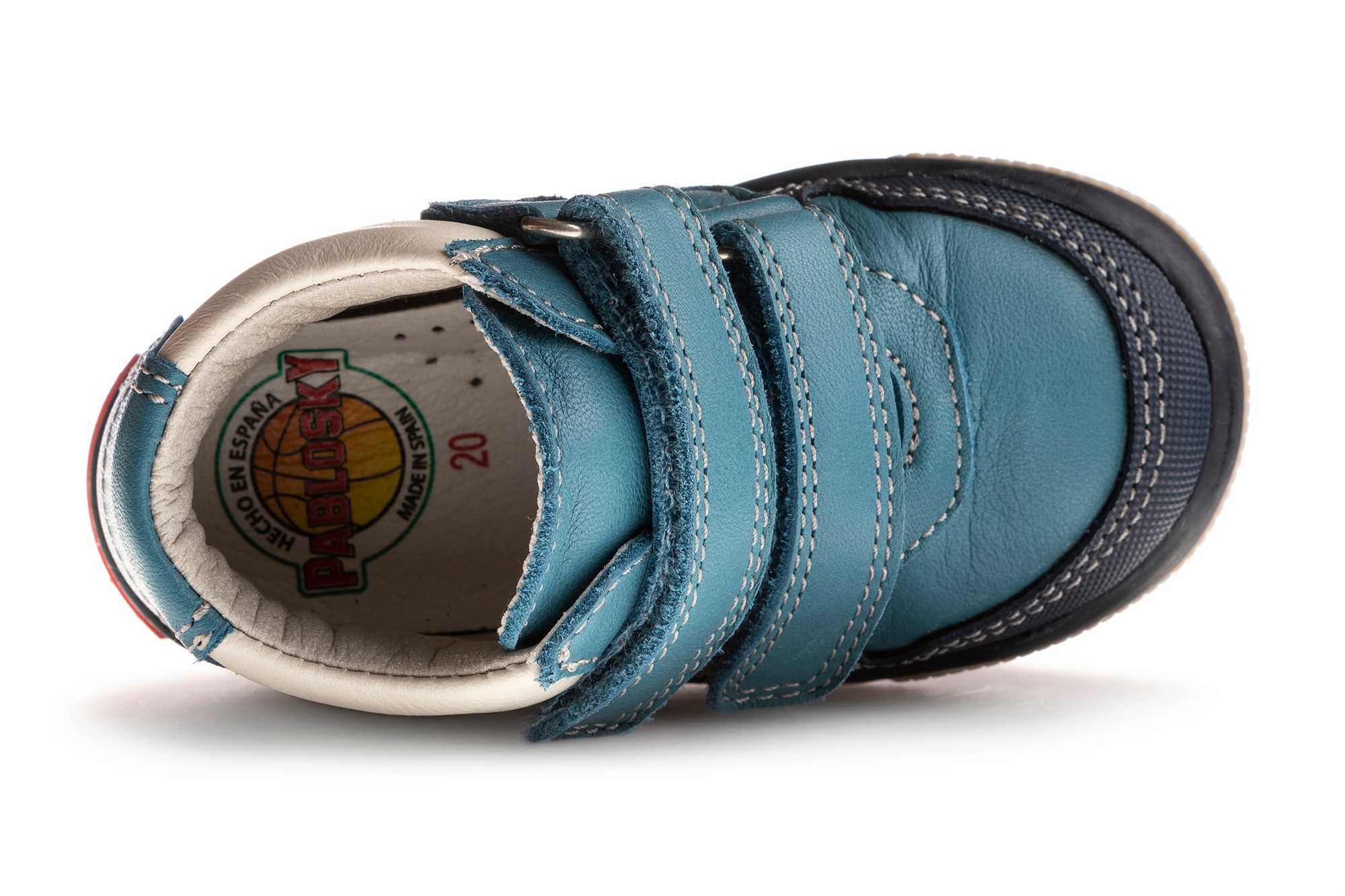 Botas de Bebé em Pele com Velcro Pablosky Azul-6