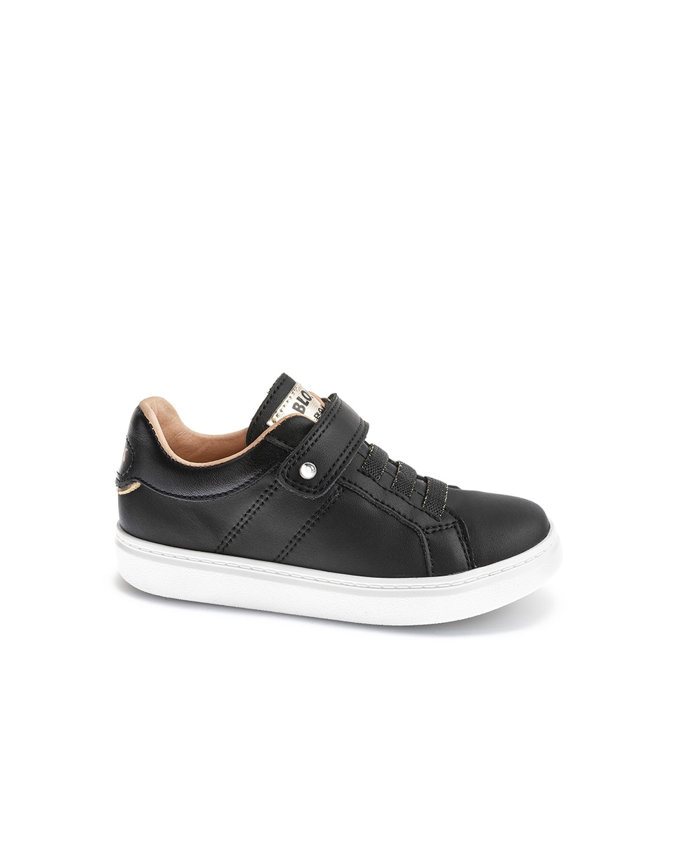 Sapatilhas Desportivas Infantil de Pele com Velcro Pablosky Preto-1
