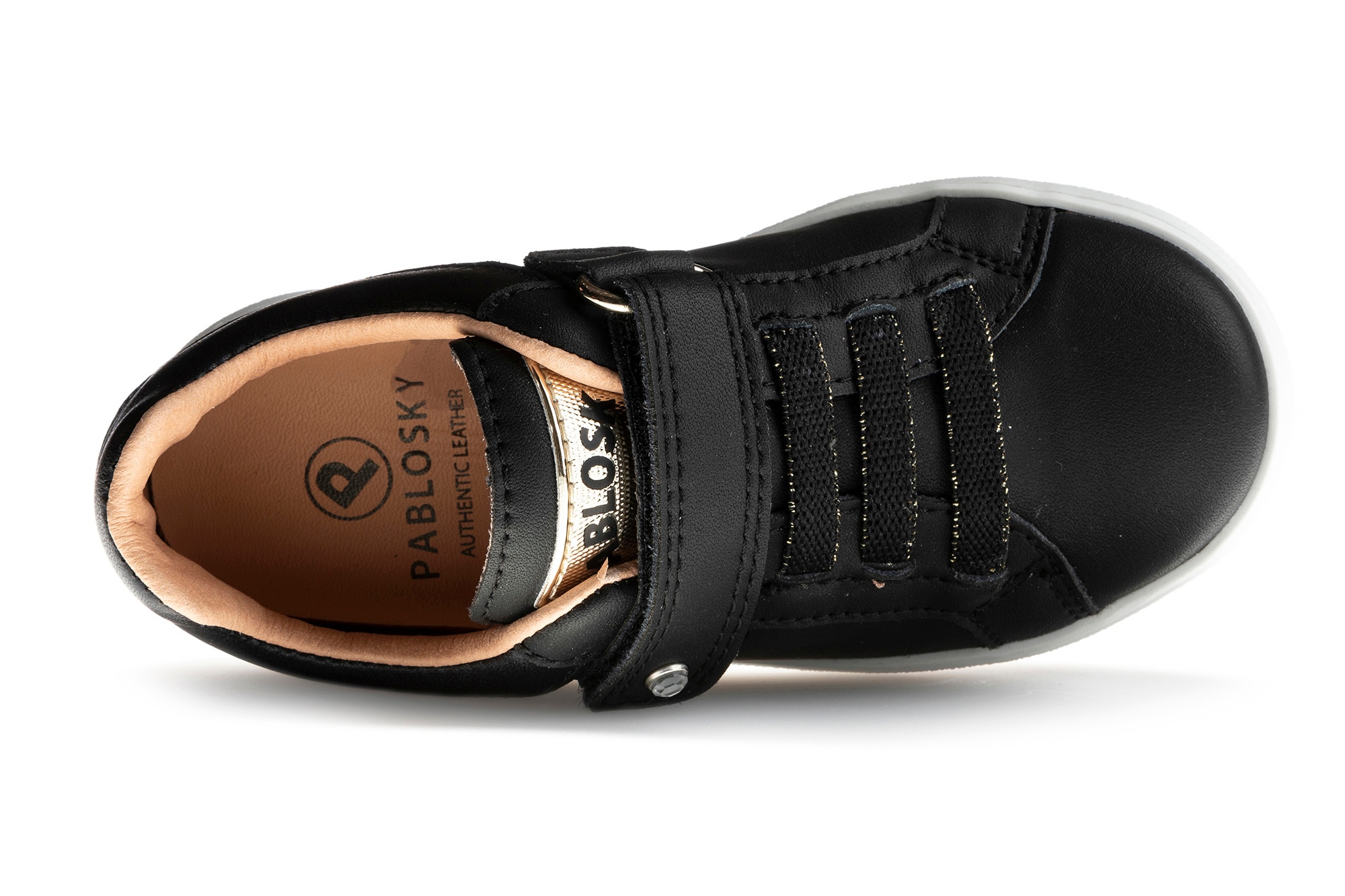 Sapatilhas Desportivas Infantil de Pele com Velcro Pablosky Preto-6