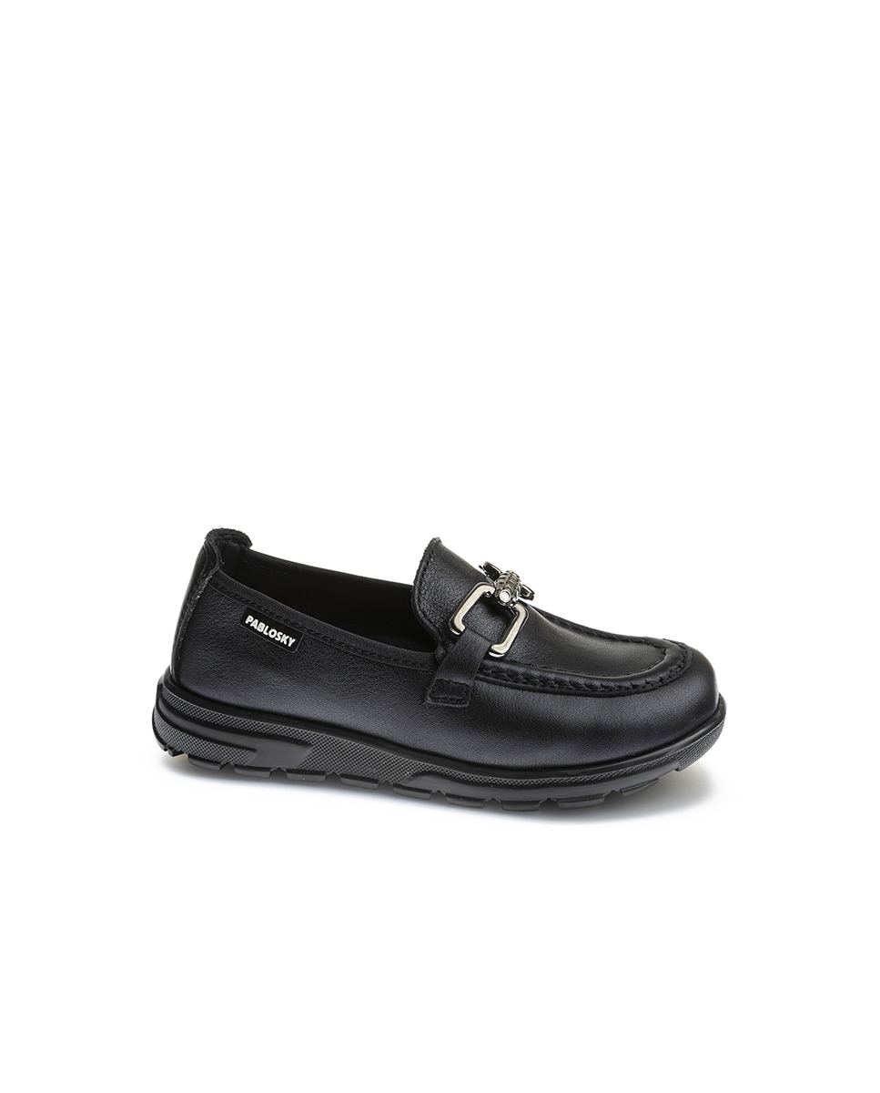 Mocassins de Pele com Elástico Pablosky Preto-1