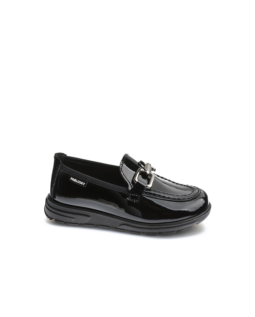 Mocassins de Pele com Elástico Pablosky Preto-1