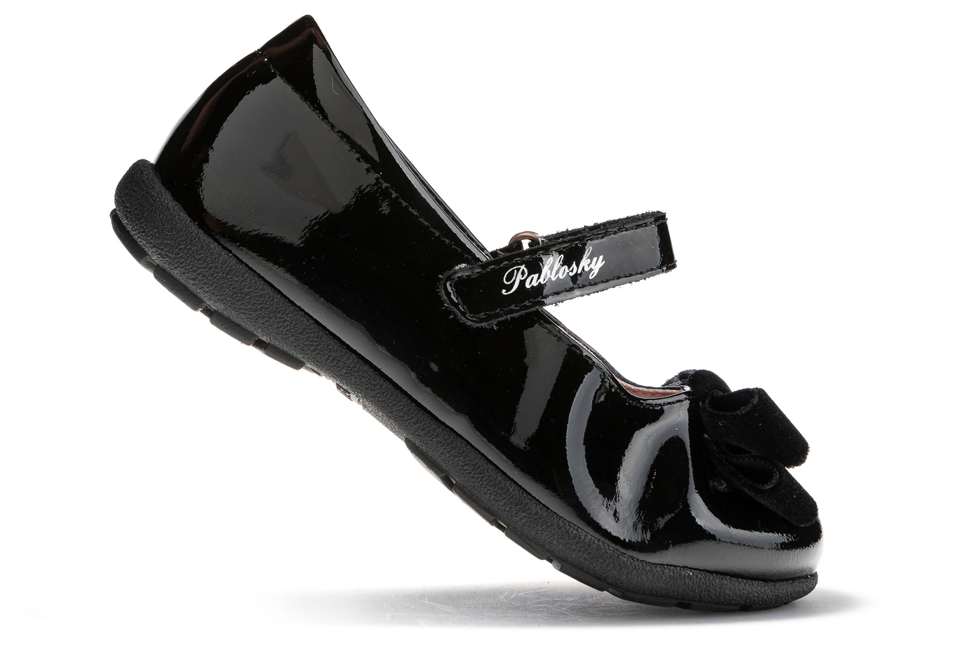 Sapatos de Presilha Infantil de Pele com Velcro Pablosky Preto-2