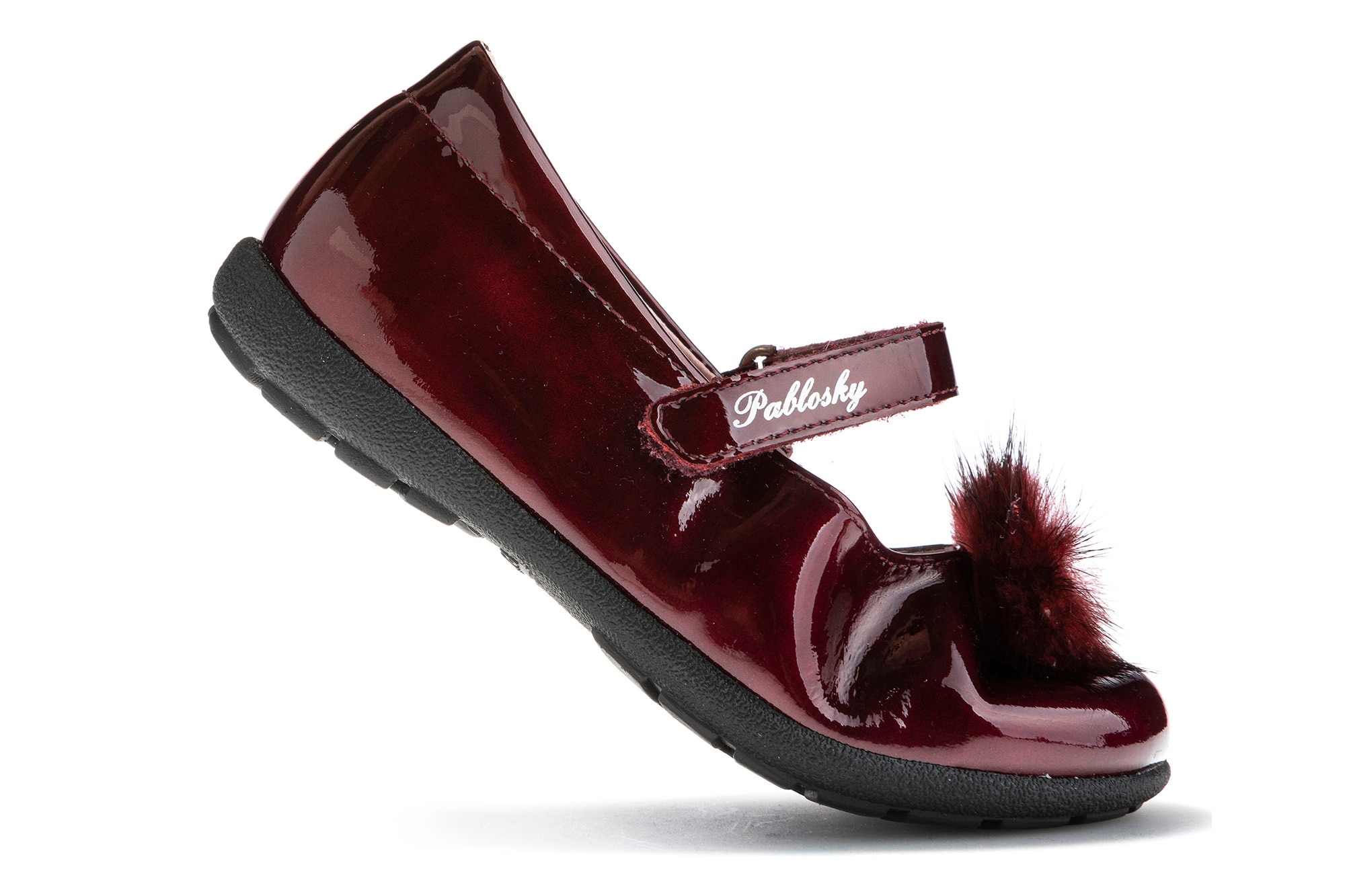 Sapatos de Presilha Infantil de Pele com Velcro Bordeaux-2
