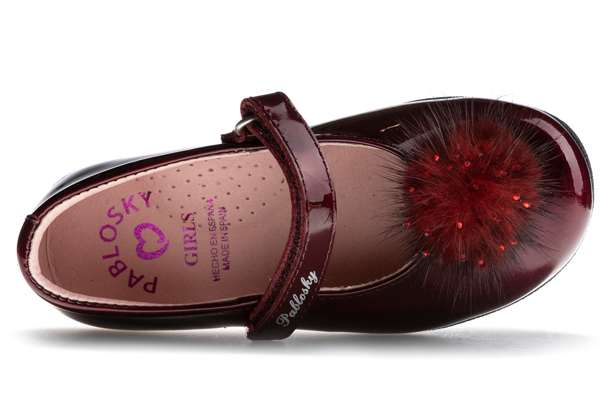 Sapatos de Presilha Infantil de Pele com Velcro Bordeaux-5