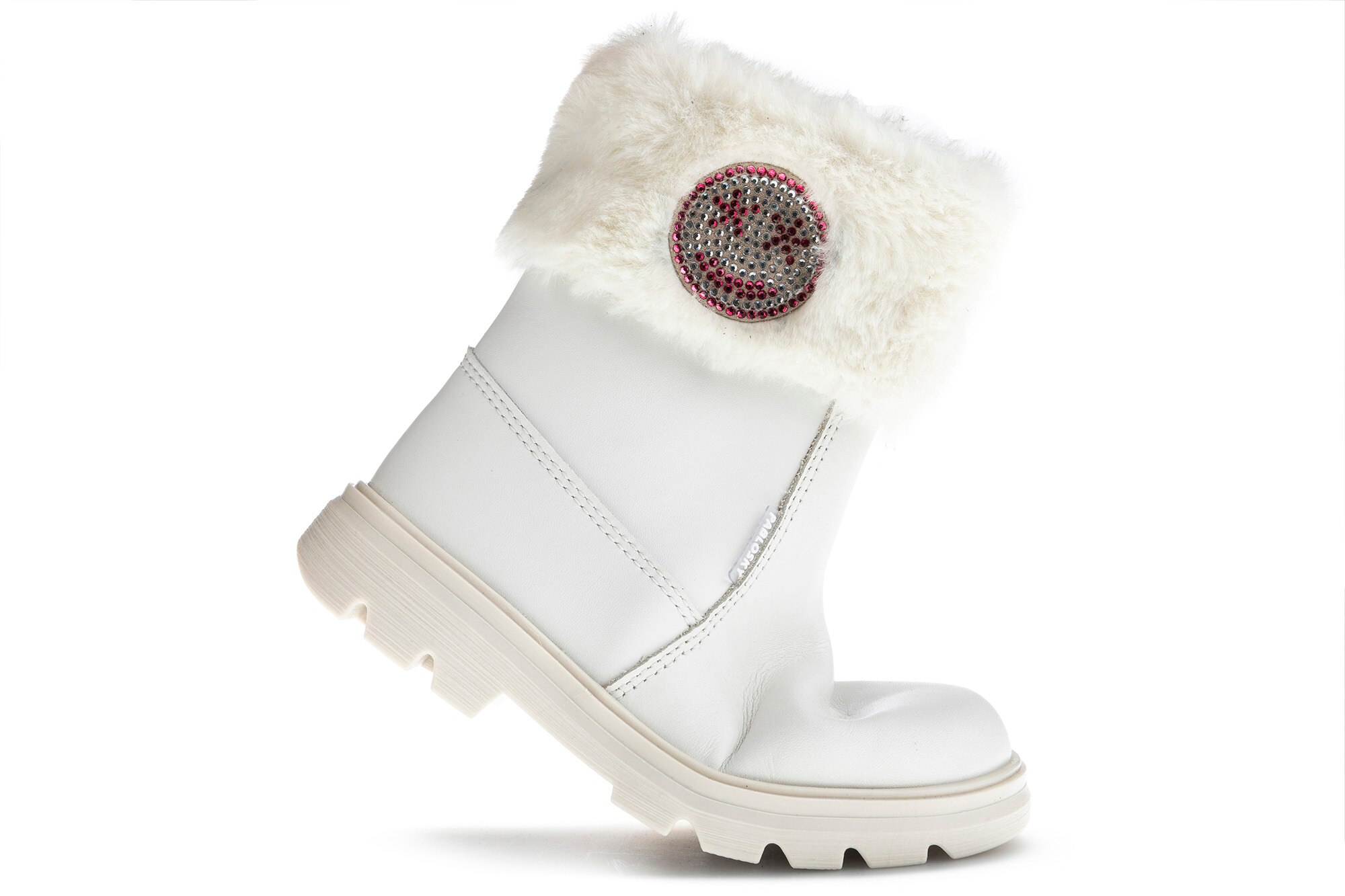 Botas Infantil de Pele e Têxtil Técnico com Fecho Zip Pablosky Branco-2