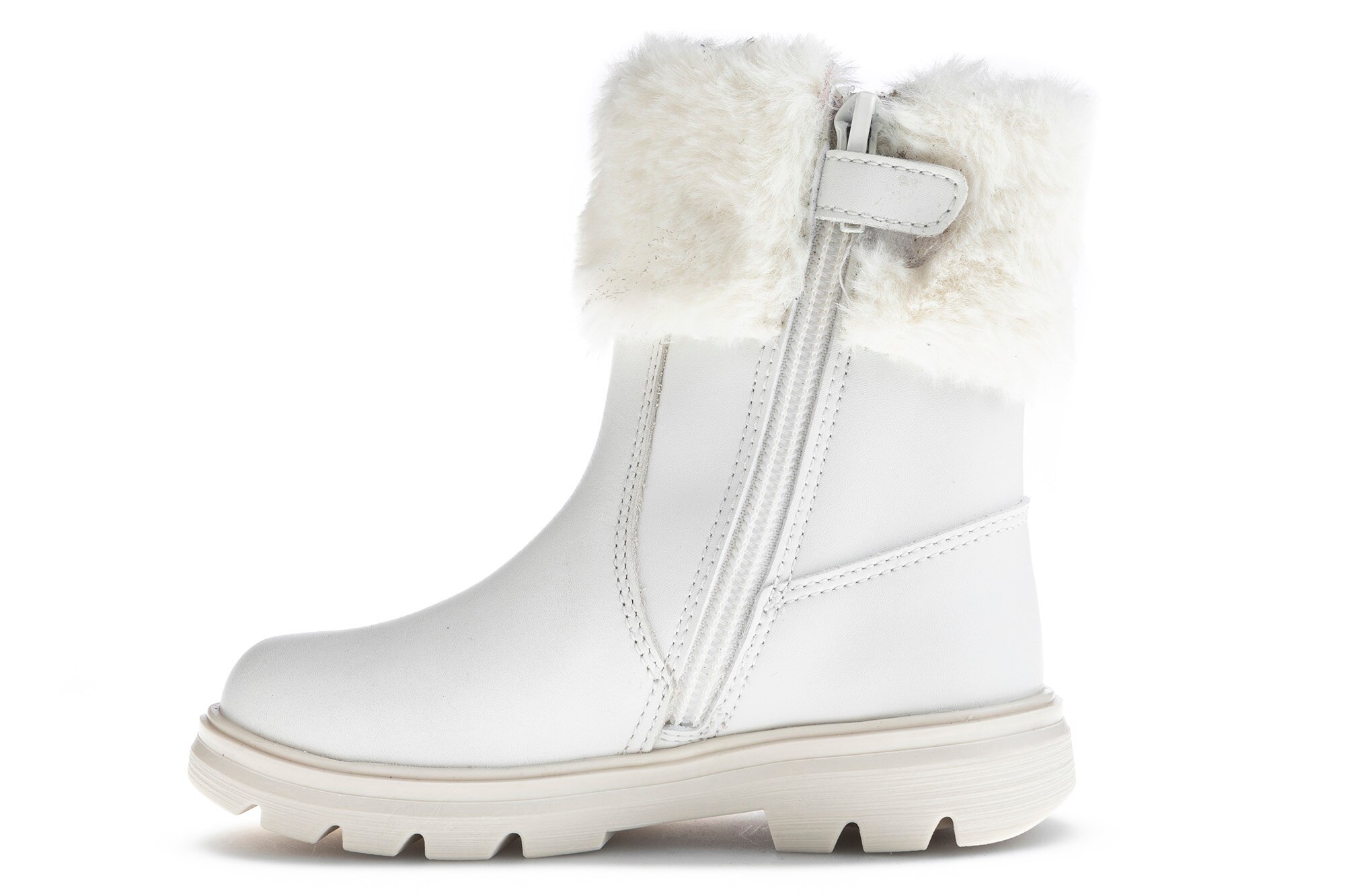 Botas Infantil de Pele e Têxtil Técnico com Fecho Zip Pablosky Branco-5