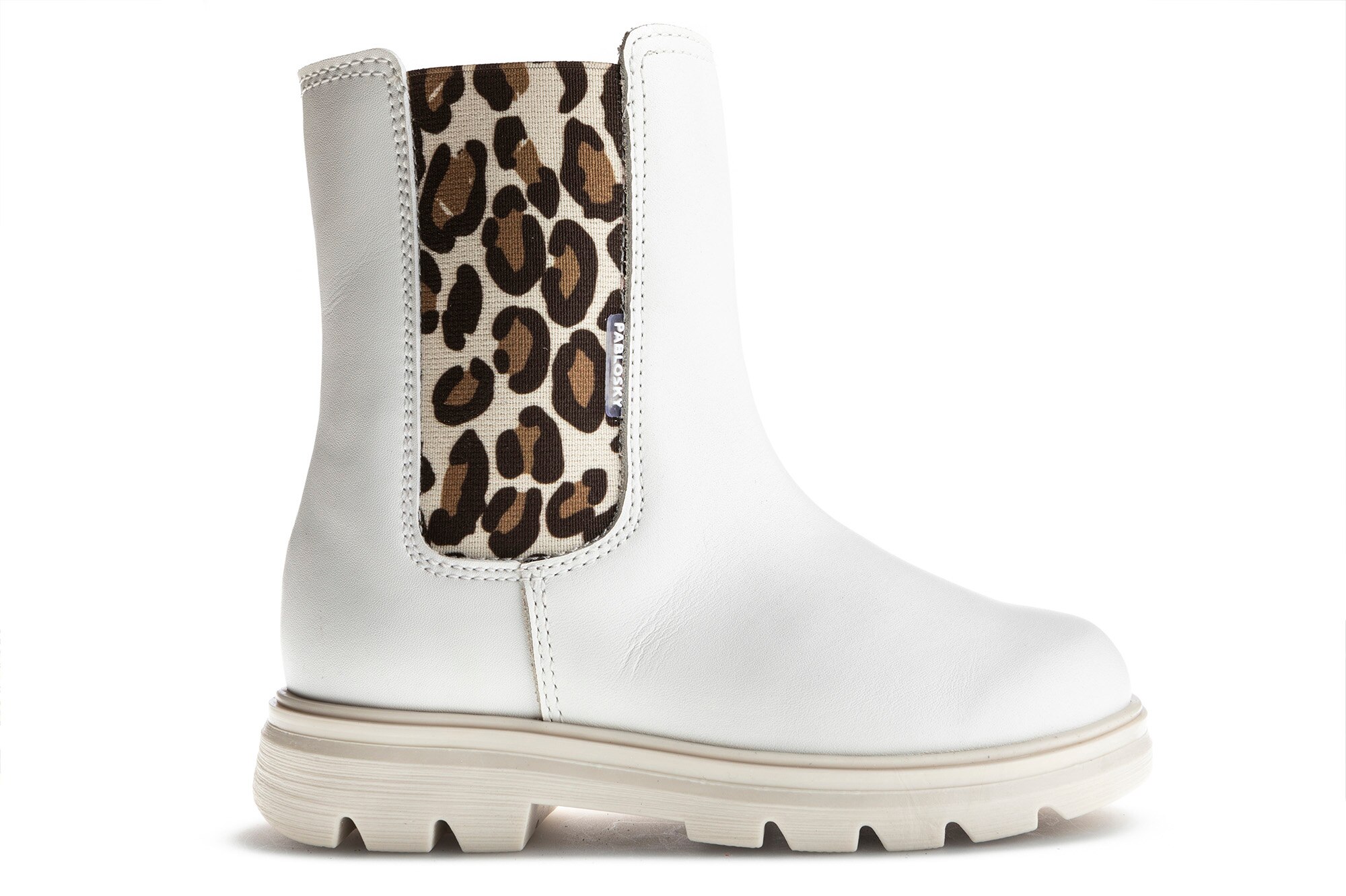 Botas Infantil de Pele e Têxtil Técnico com Fecho Zip Pablosky Branco-6