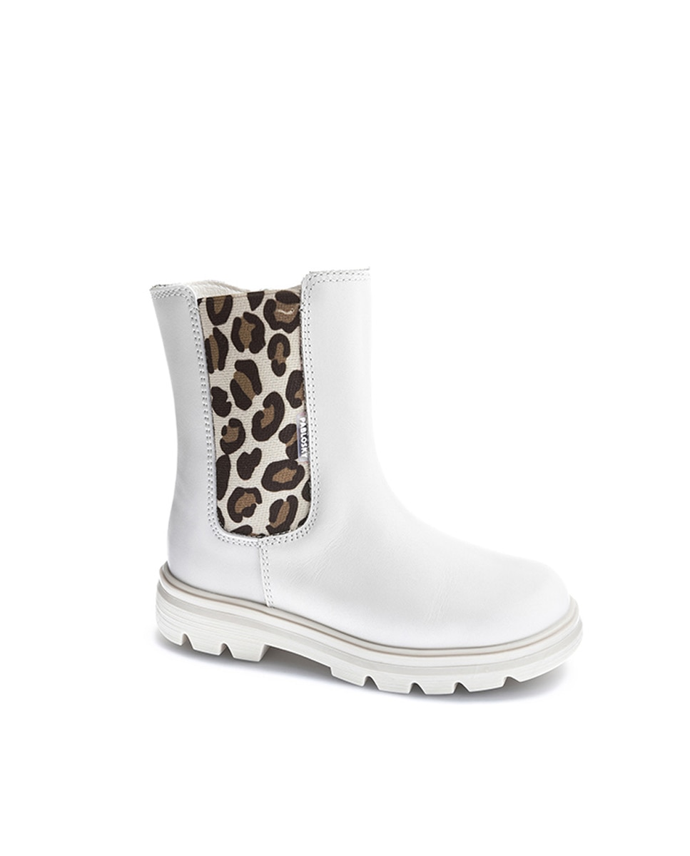 Botas Infantil de Pele e Têxtil Técnico com Fecho Zip Branco-1