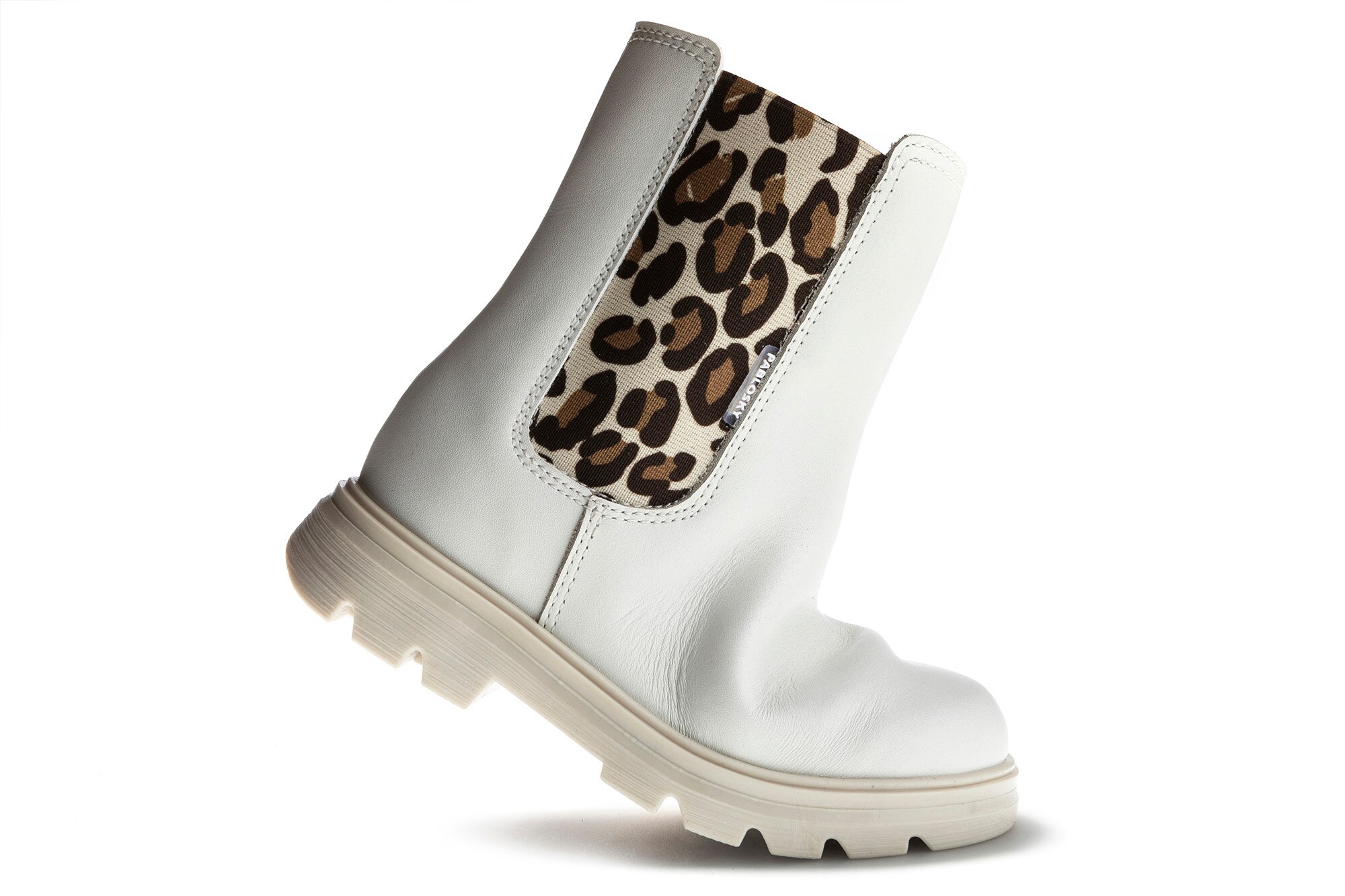 Botas Infantil de Pele e Têxtil Técnico com Fecho Zip Branco-2