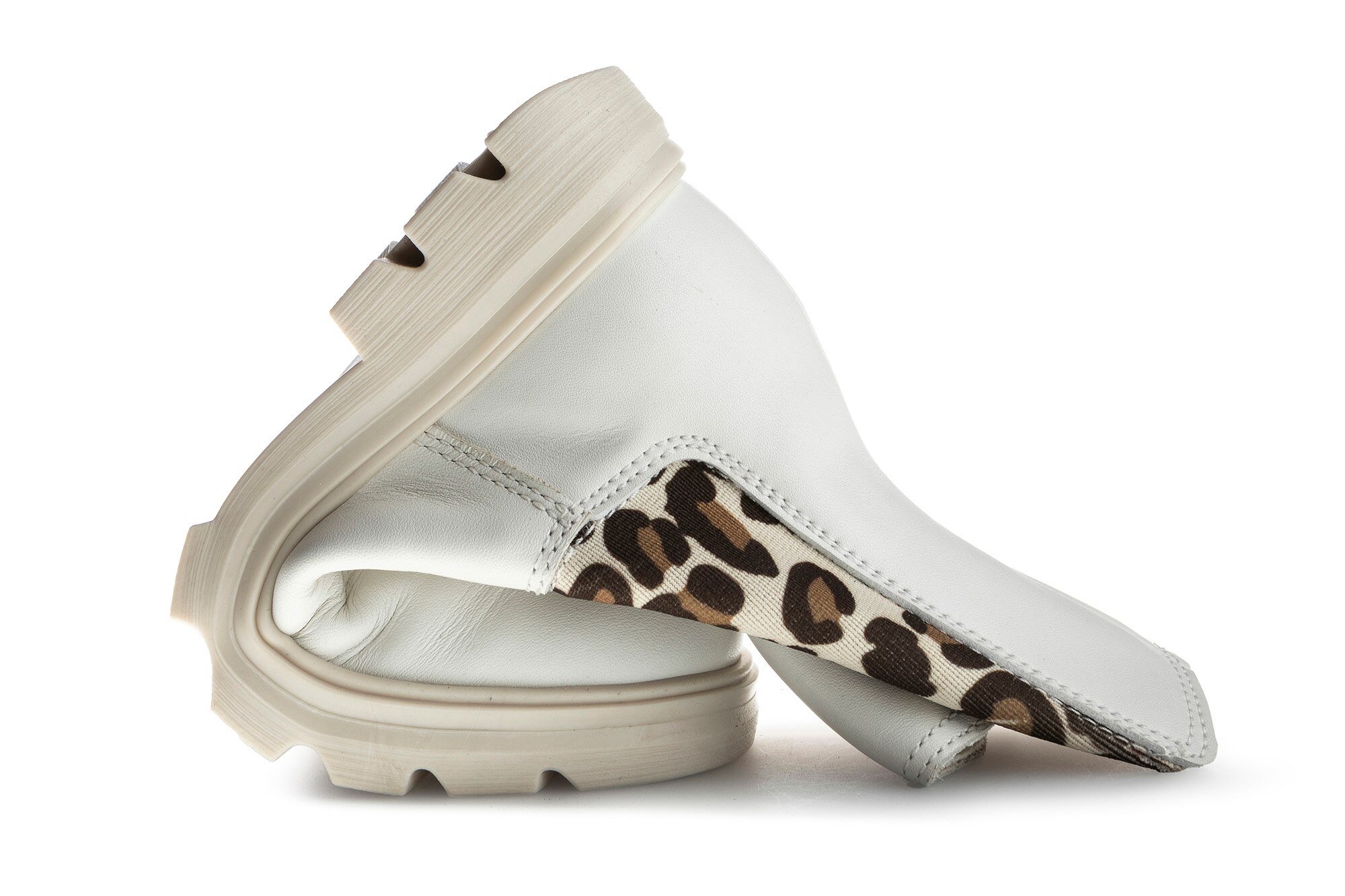 Botas Infantil de Pele e Têxtil Técnico com Fecho Zip Branco-3