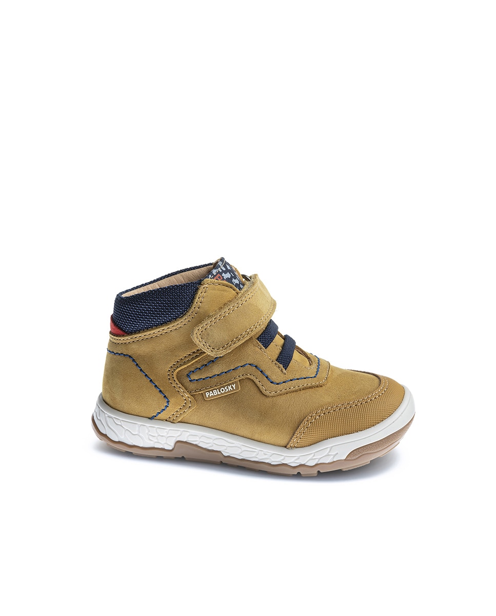 Botas Infantil de Pele com Velcro Pablosky Amarelo-1