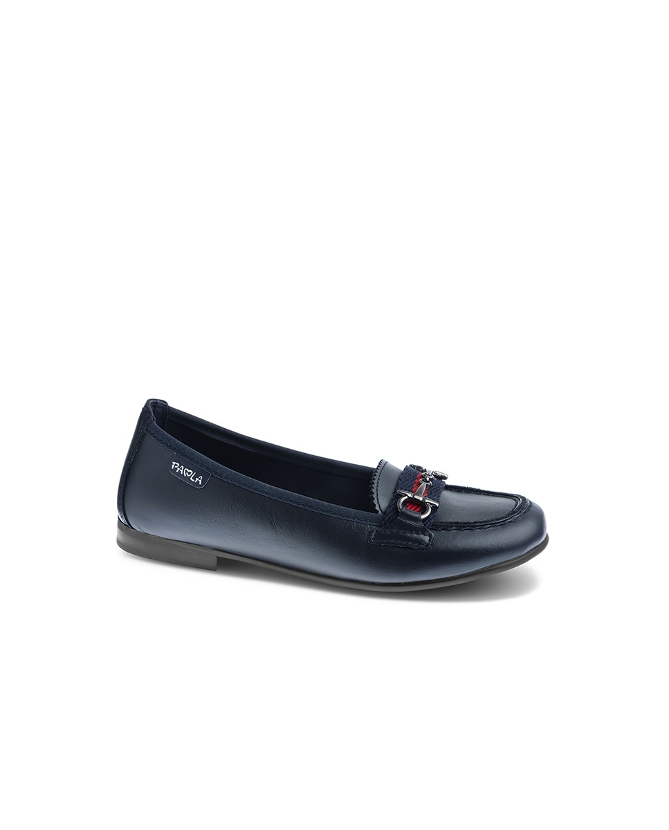 Mocassins de Pele com Elástico Pablosky Azul-marinho-1
