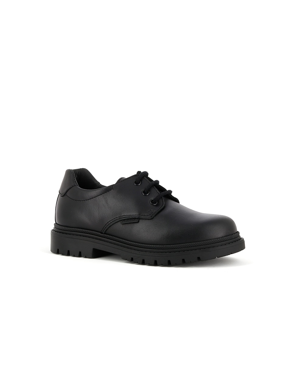 Sapatos de Cordões Infantil de Pele com Palmilha Amortecedora Pablosky Preto-1
