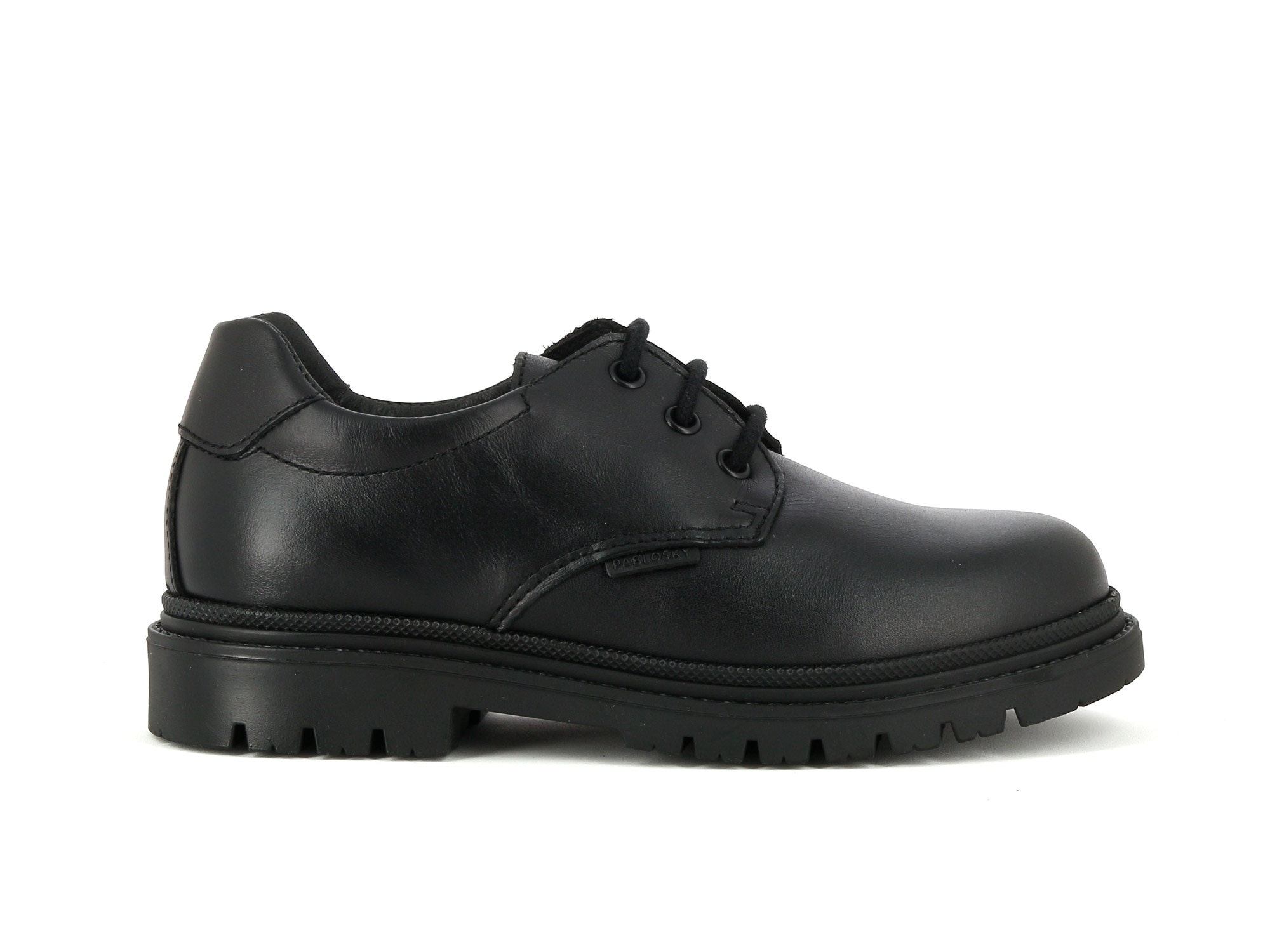 Sapatos de Cordões Infantil de Pele com Palmilha Amortecedora Pablosky Preto-3