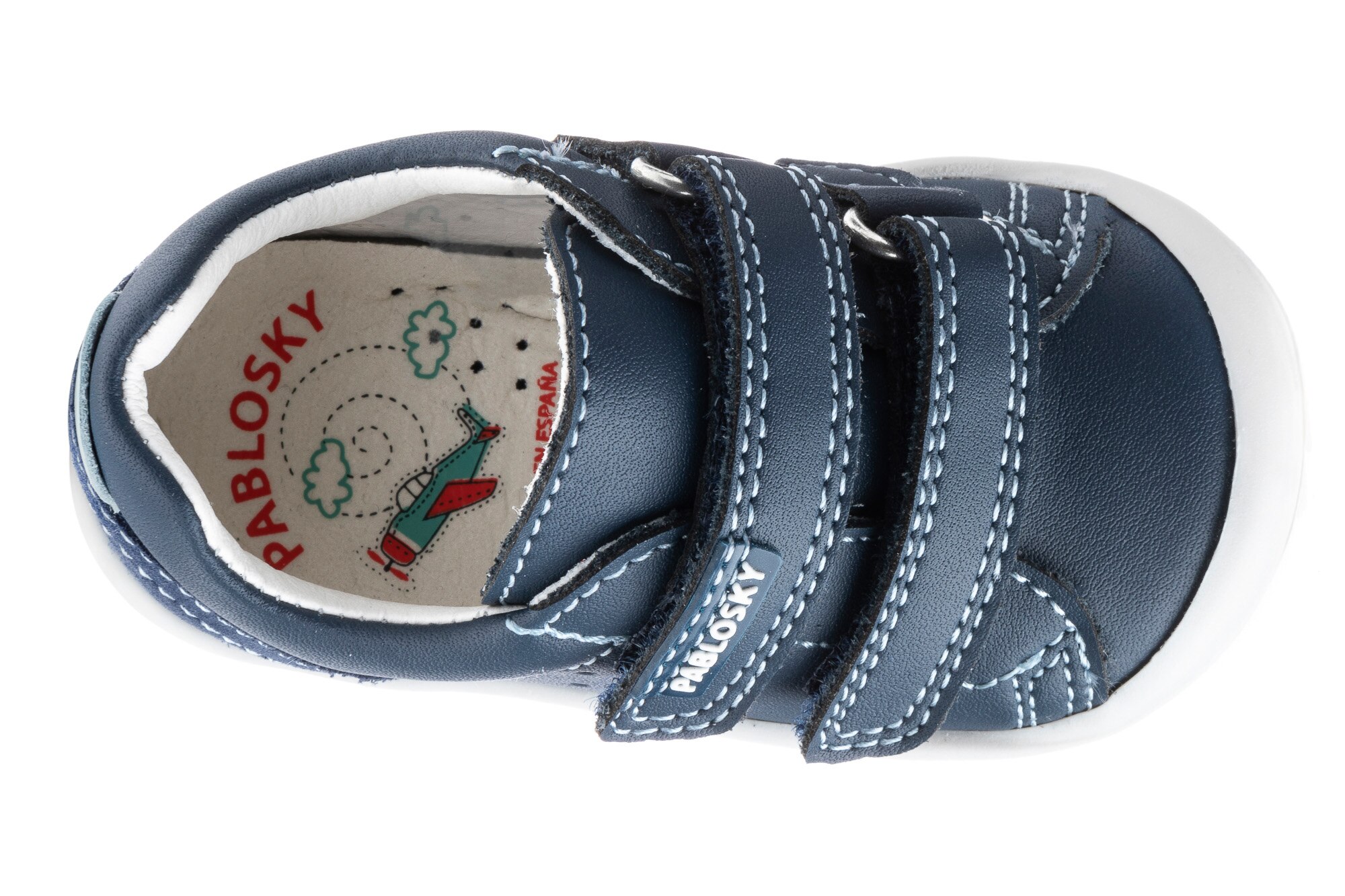 Sapatos de Presilha para Bebé de Pele com Velcro Pablosky Azul-escuro-4