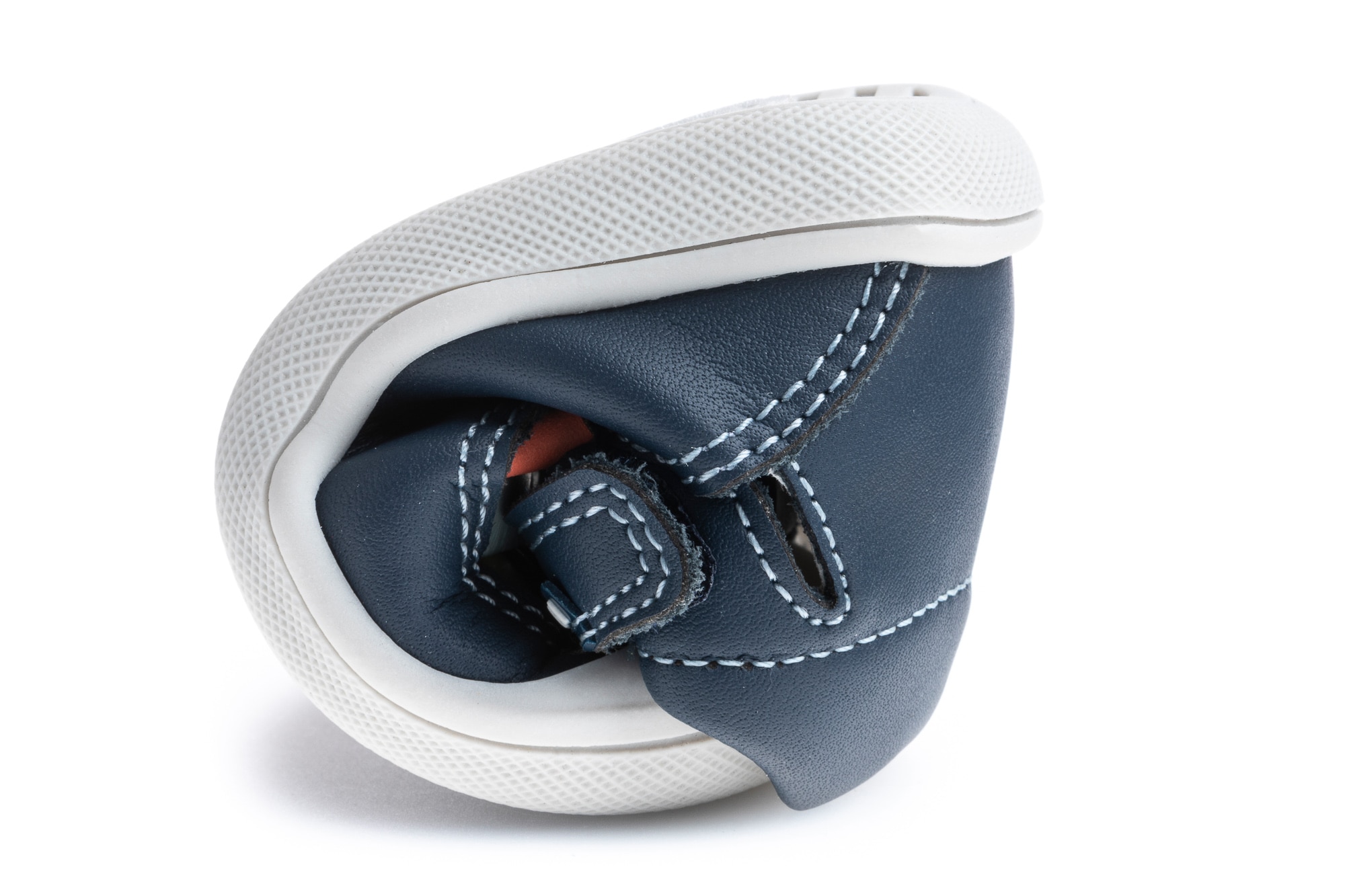 Sapatos de Presilha para Bebé de Pele com Velcro Azul-3