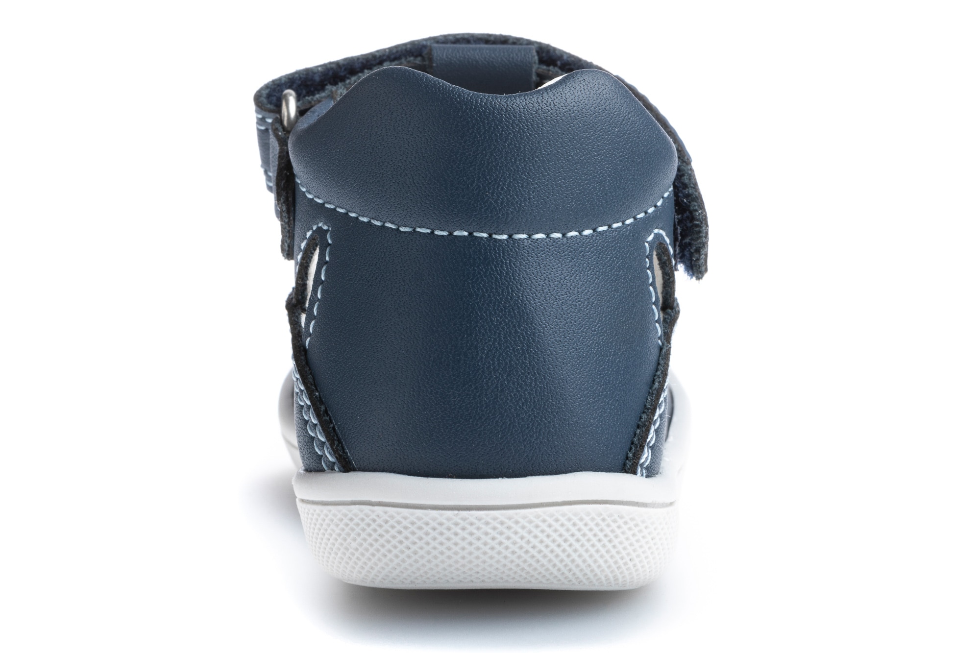 Sapatos de Presilha para Bebé de Pele com Velcro Azul-5