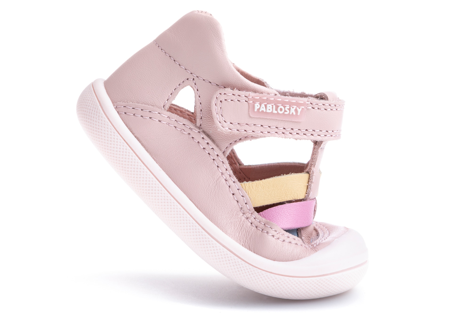 Sapatos de Presilha para Bebé de Pele com Velcro Pablosky Rosa-2