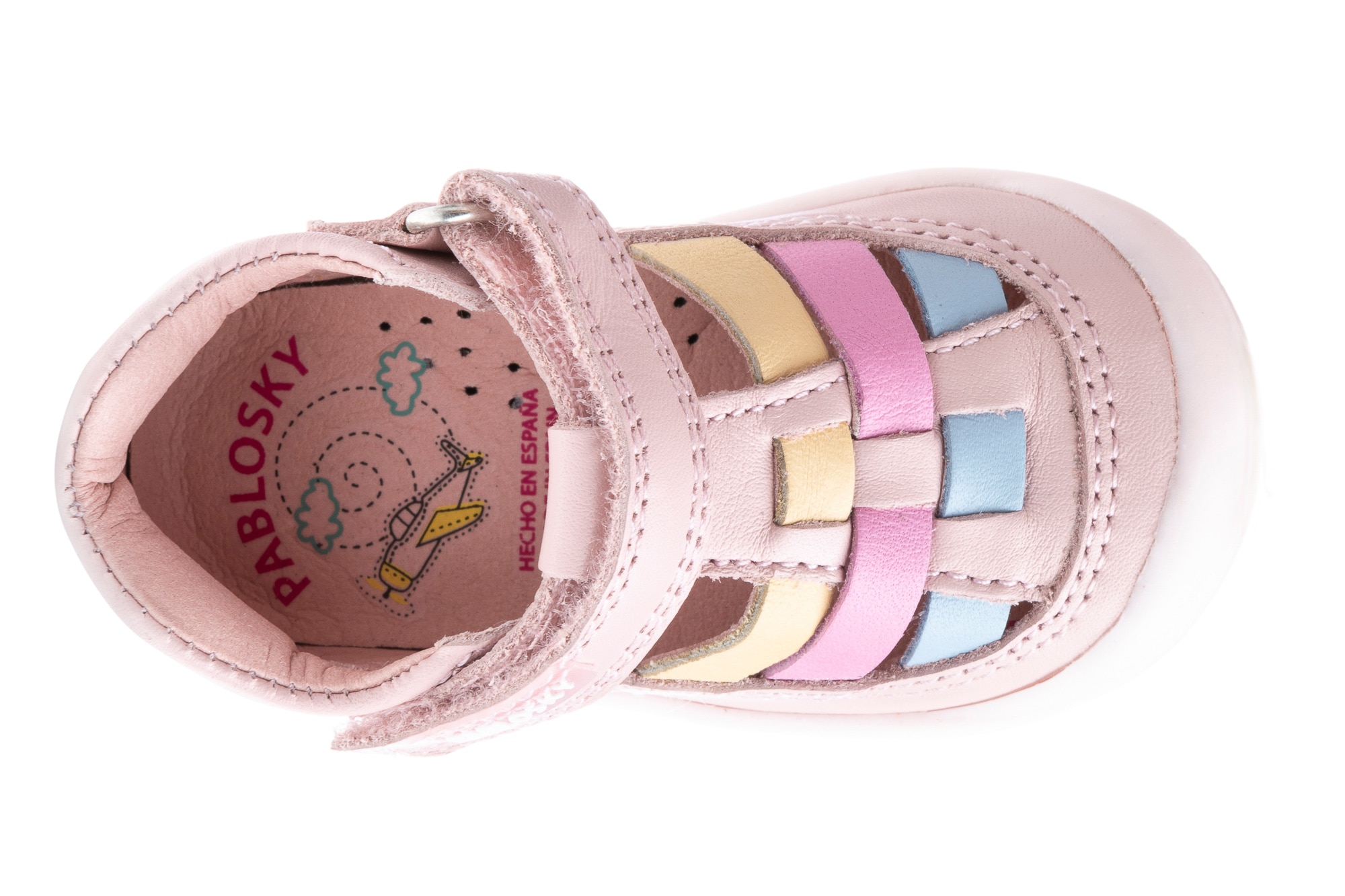 Sapatos de Presilha para Bebé de Pele com Velcro Pablosky Rosa-4