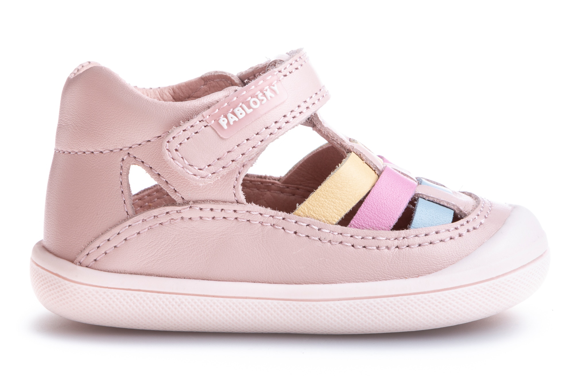 Sapatos de Presilha para Bebé de Pele com Velcro Pablosky Rosa-6