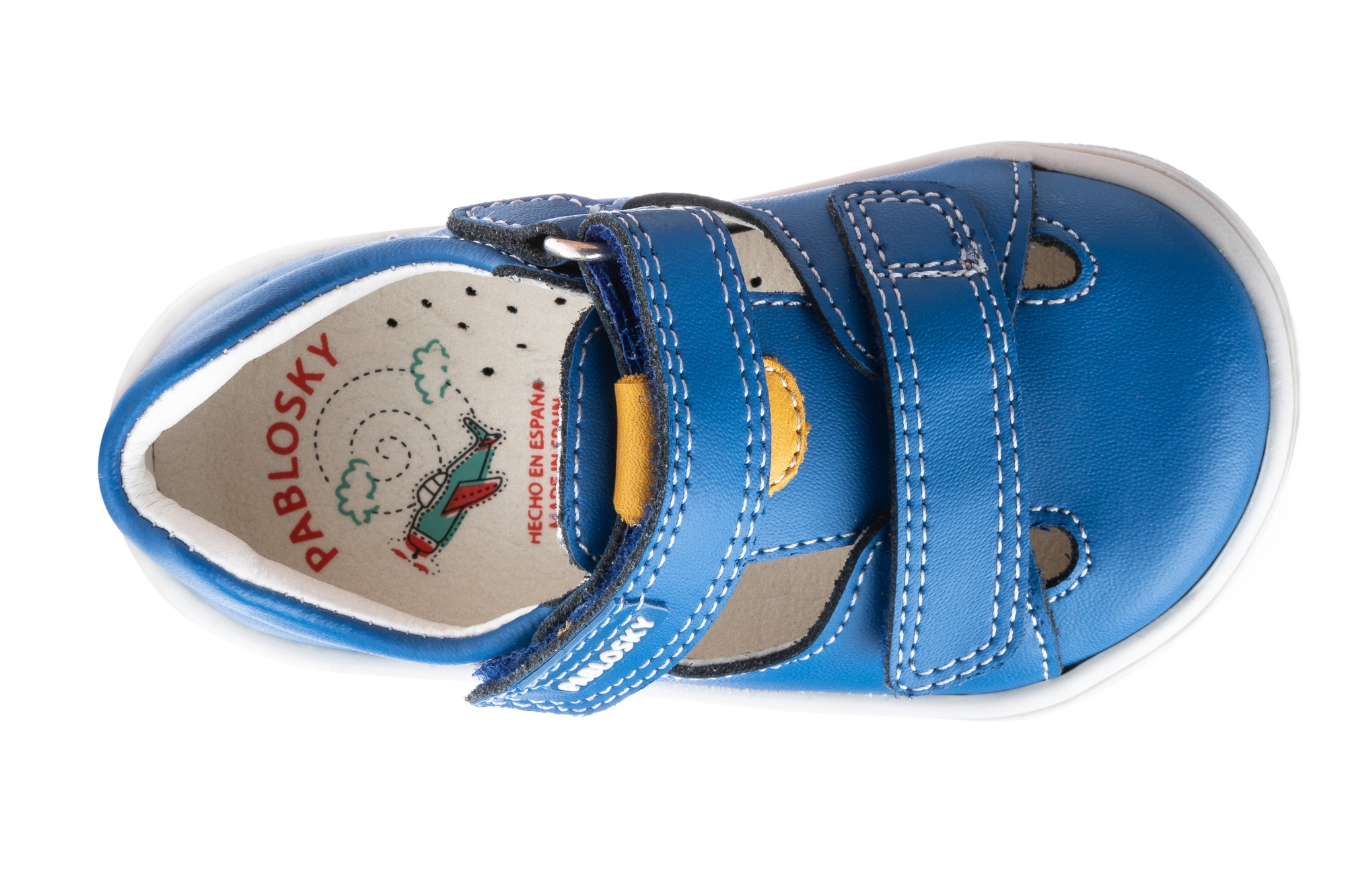 Sandálias para Bebé de Pele com Velcro Pablosky Azul-4