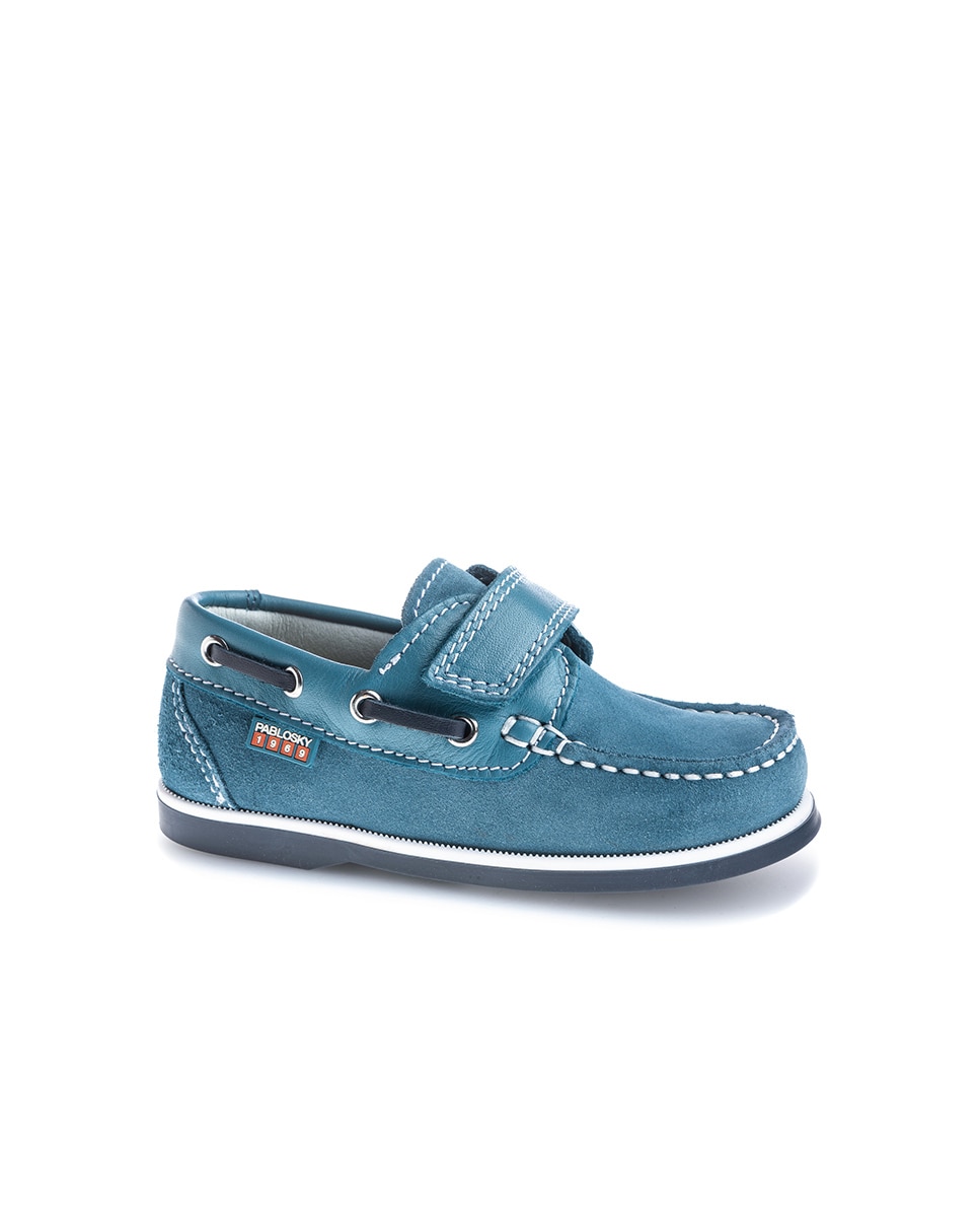Náuticos Infantil de Pele com Velcro Pablosky Azul-1