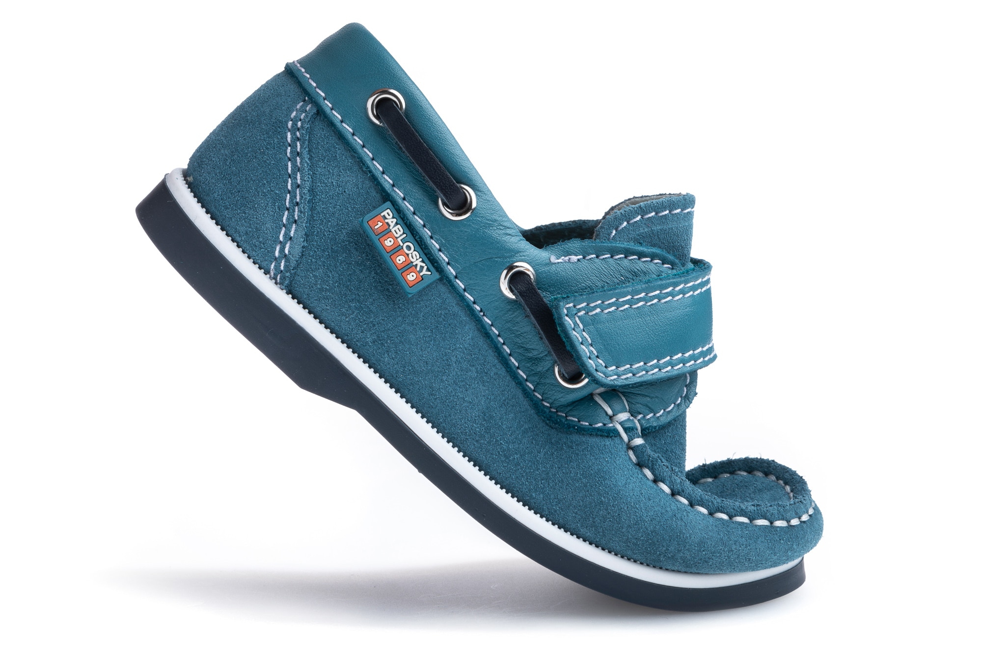 Náuticos Infantil de Pele com Velcro Pablosky Azul-2