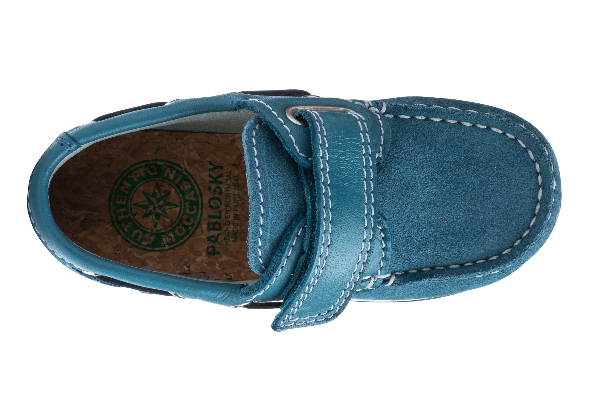 Náuticos Infantil de Pele com Velcro Pablosky Azul-4