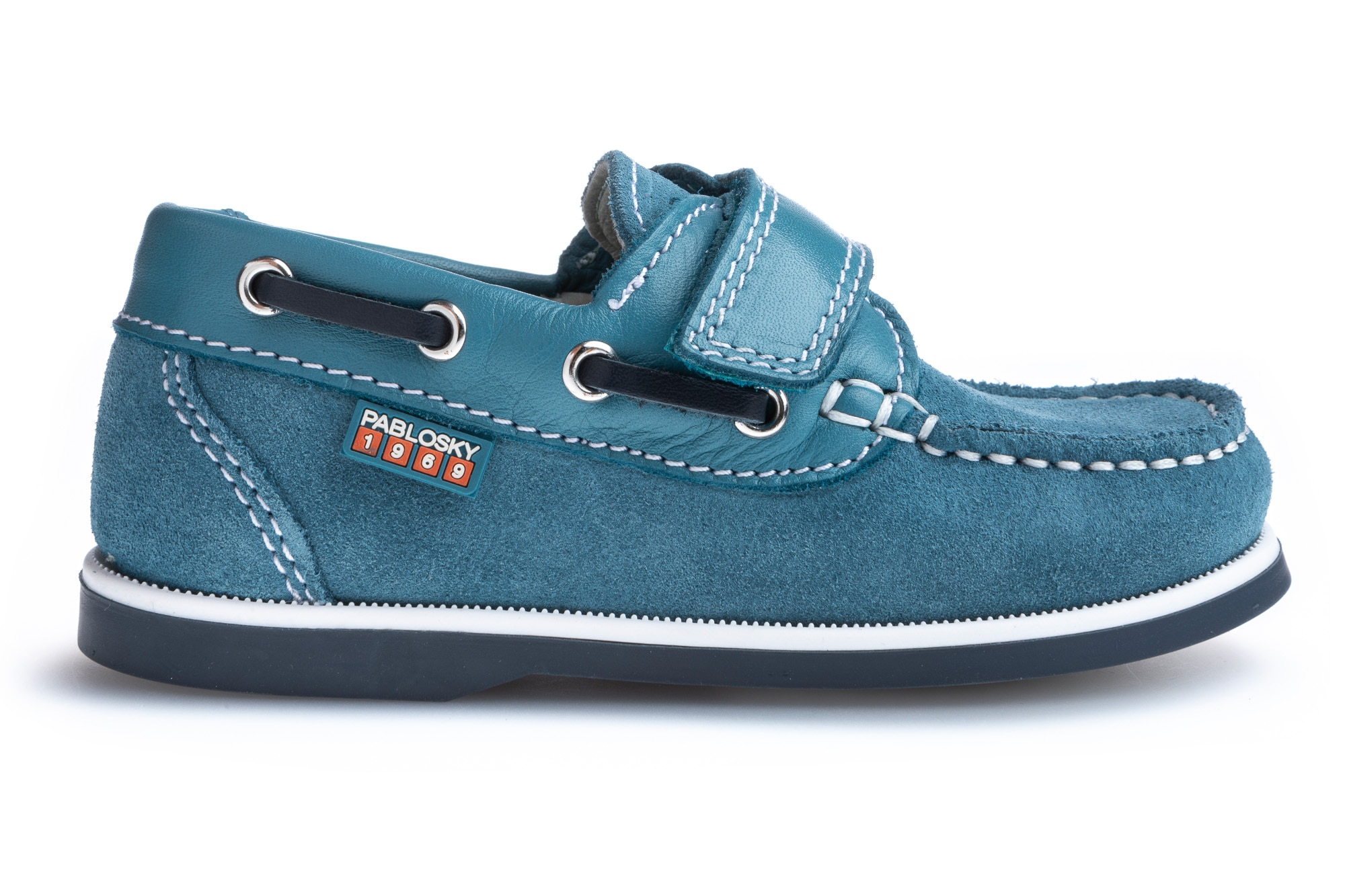 Náuticos Infantil de Pele com Velcro Pablosky Azul-6