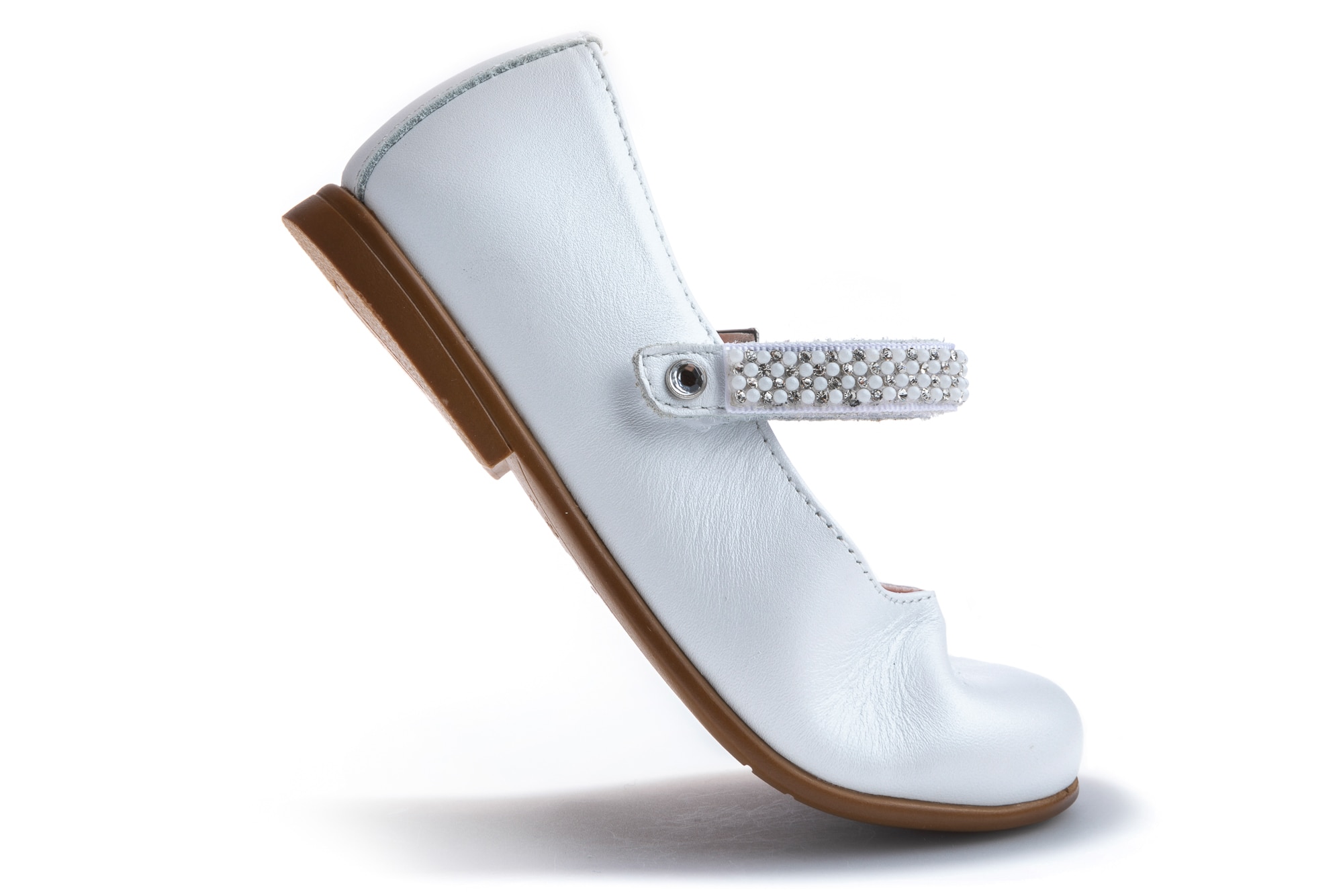 Sapatos de Presilha Infantil de Pele com Velcro Pablosky Branco-2