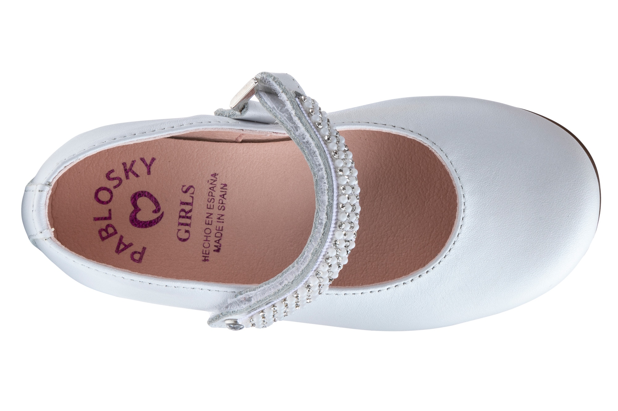 Sapatos de Presilha Infantil de Pele com Velcro Pablosky Branco-4
