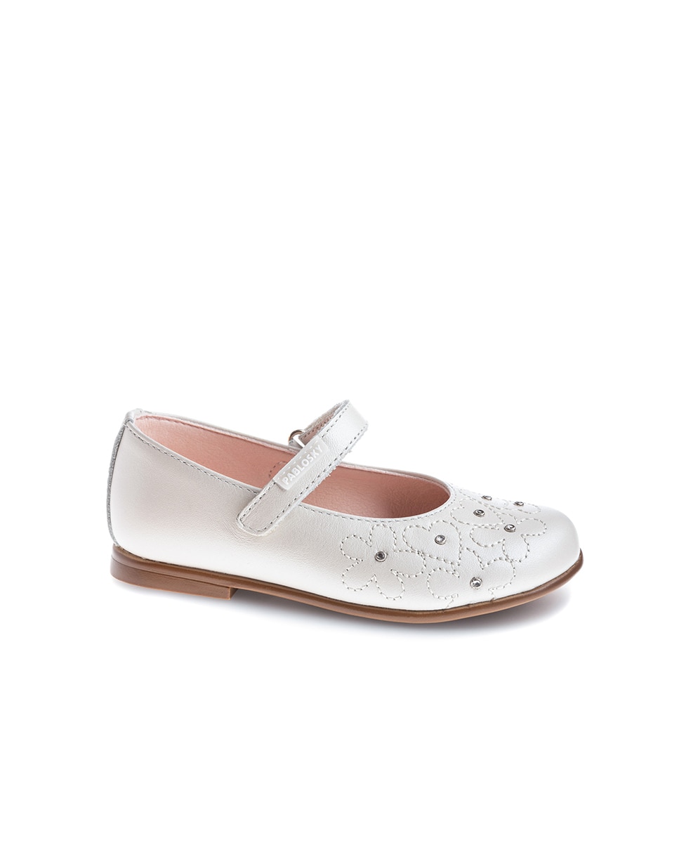 Sapatos de Presilha Infantil de Pele com Velcro Pablosky Bege-1